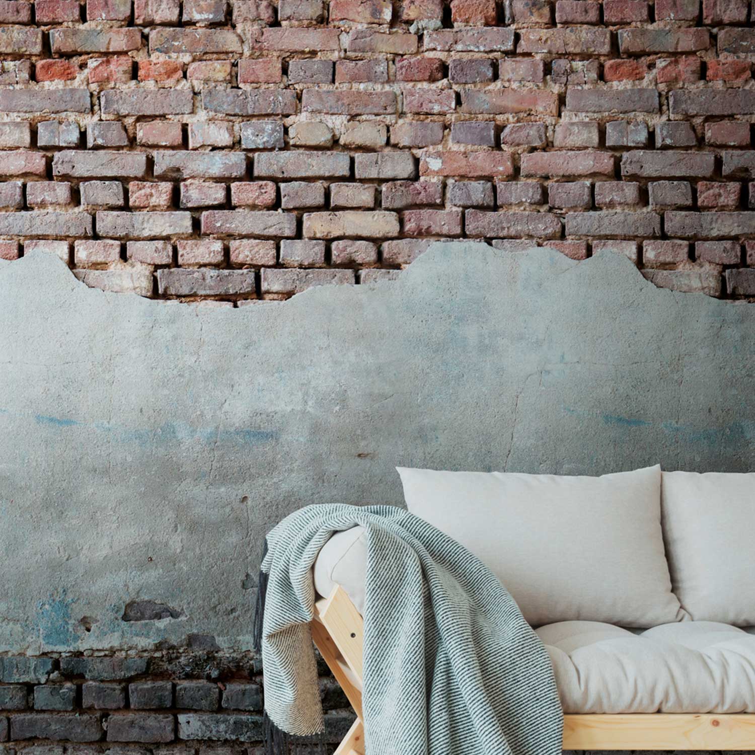 Tadessi Fototapete Steinoptik M1-No.10251 Digitaldruck Tapete Rot Grau - Vintage Loft Industrial Stil