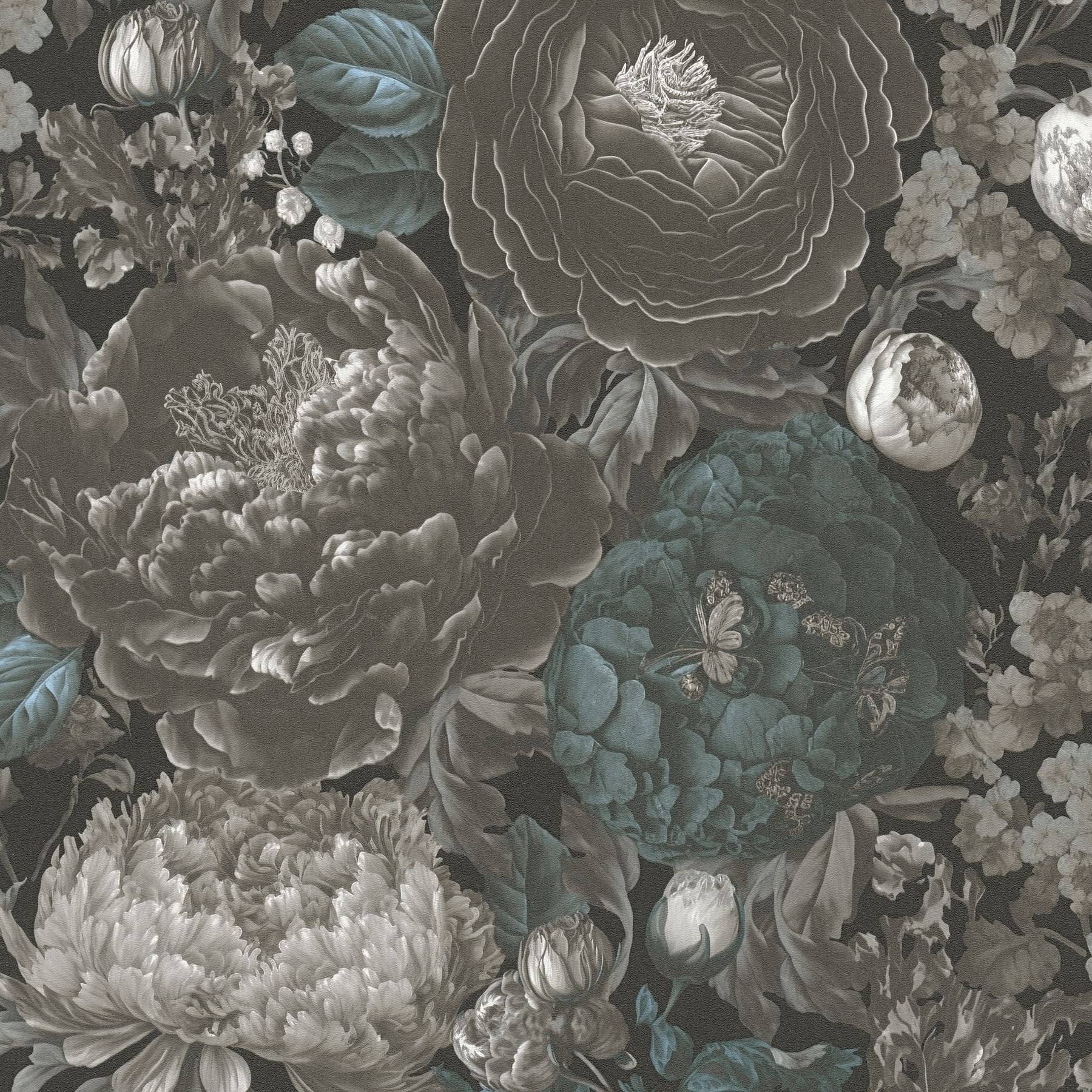 Vliestapete 399792 Schwarz Grau Blau Blumen Floral Michalsky 6 A.S. Creation
