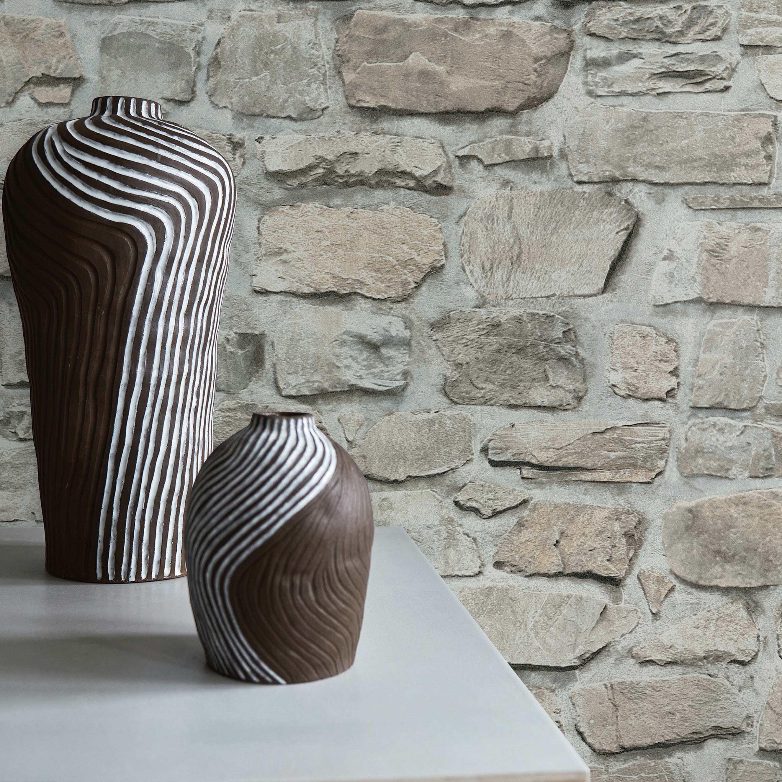 Tapete Steinoptik Eliano M1-No.186 Vliestapete Grau Beige Steintapete Steinwand