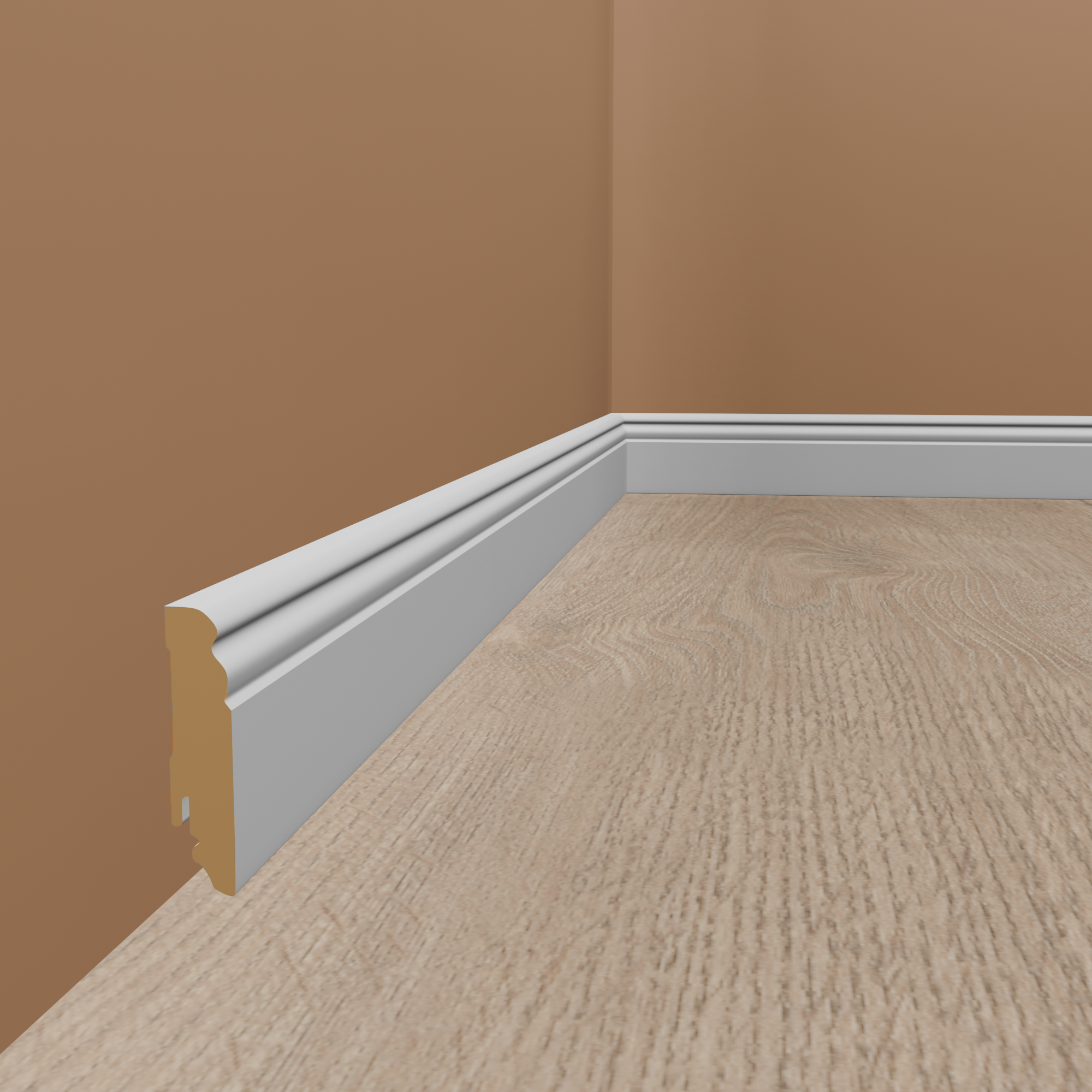 PROVISTON | Hamburger Profil | MDF-Sockelleiste | 19 x 80 x 2400 mm | Fußleiste weiß foliert