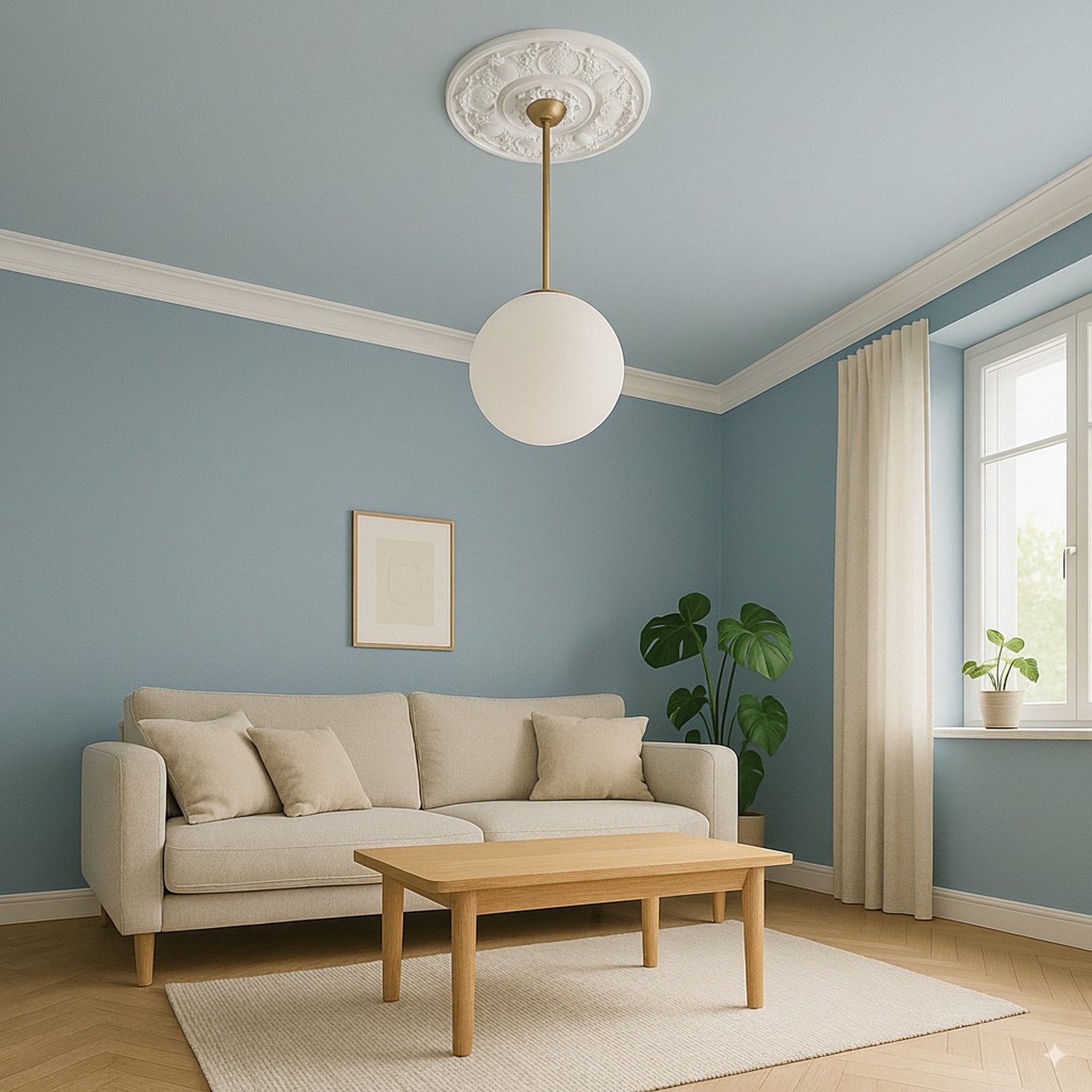 PROVISTON | Gips Rosette Brighton | Echter Gipsstuck | Ø82cm | Stuckrosette