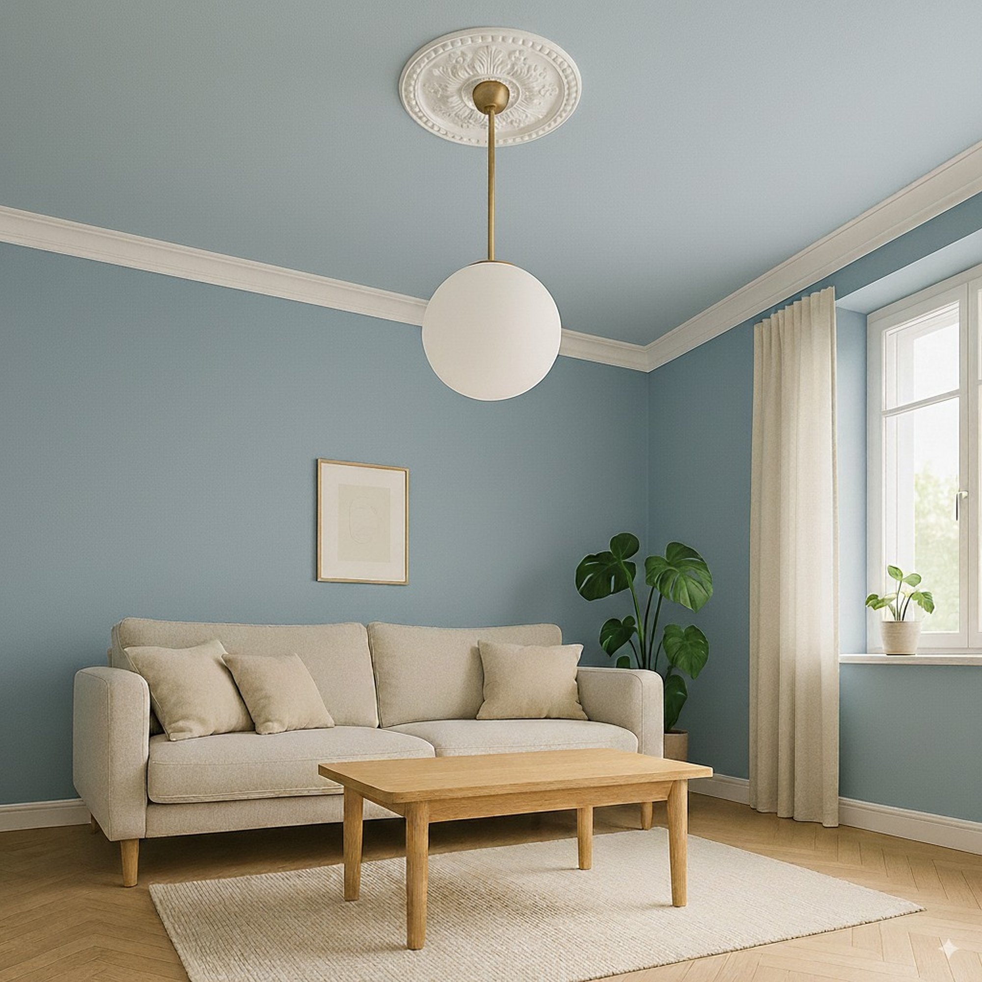 PROVISTON | Gips Rosette Northampton | Echter Gipsstuck | Ø46cm | Stuckrosette