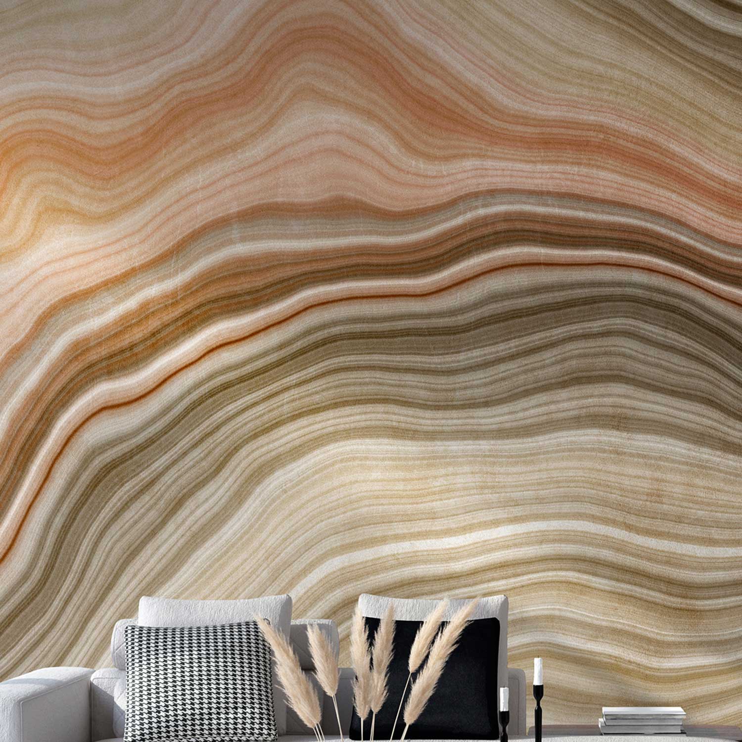 Tadessi Fototapete Marmor M1-No.10263 Digitaldruck Tapete Beige Orange - Modern Elegant