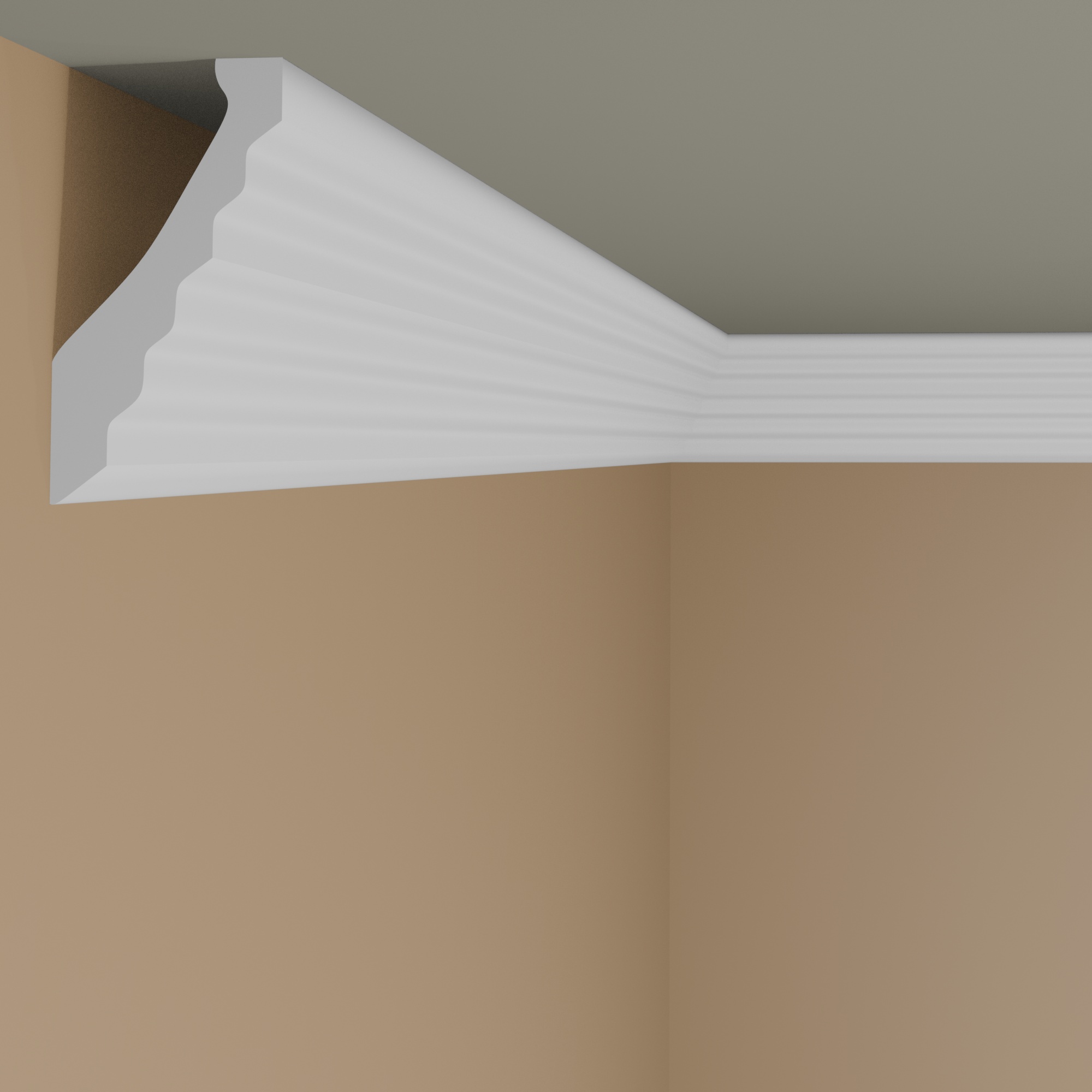 Marbet | Stuckleiste "B-38" | Styropor Deckenleiste | 70 x 136 x 2000 mm | Polystyrol Leiste | Weiß