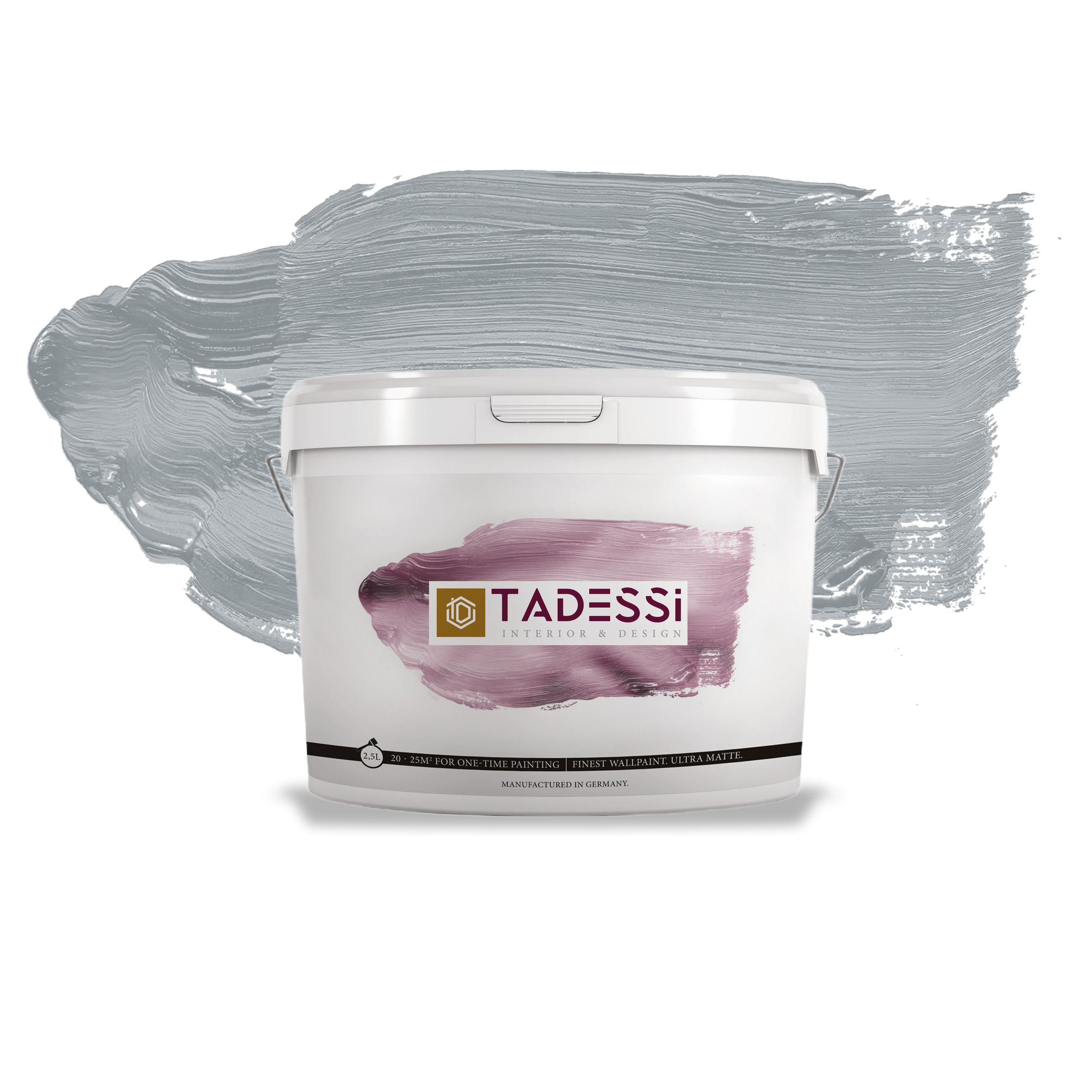 TADESSI Color Vista - Wandfarbe Grau - Rauchgrau - Matte Innenfarbe - Hochwertige Dispersionsfarbe