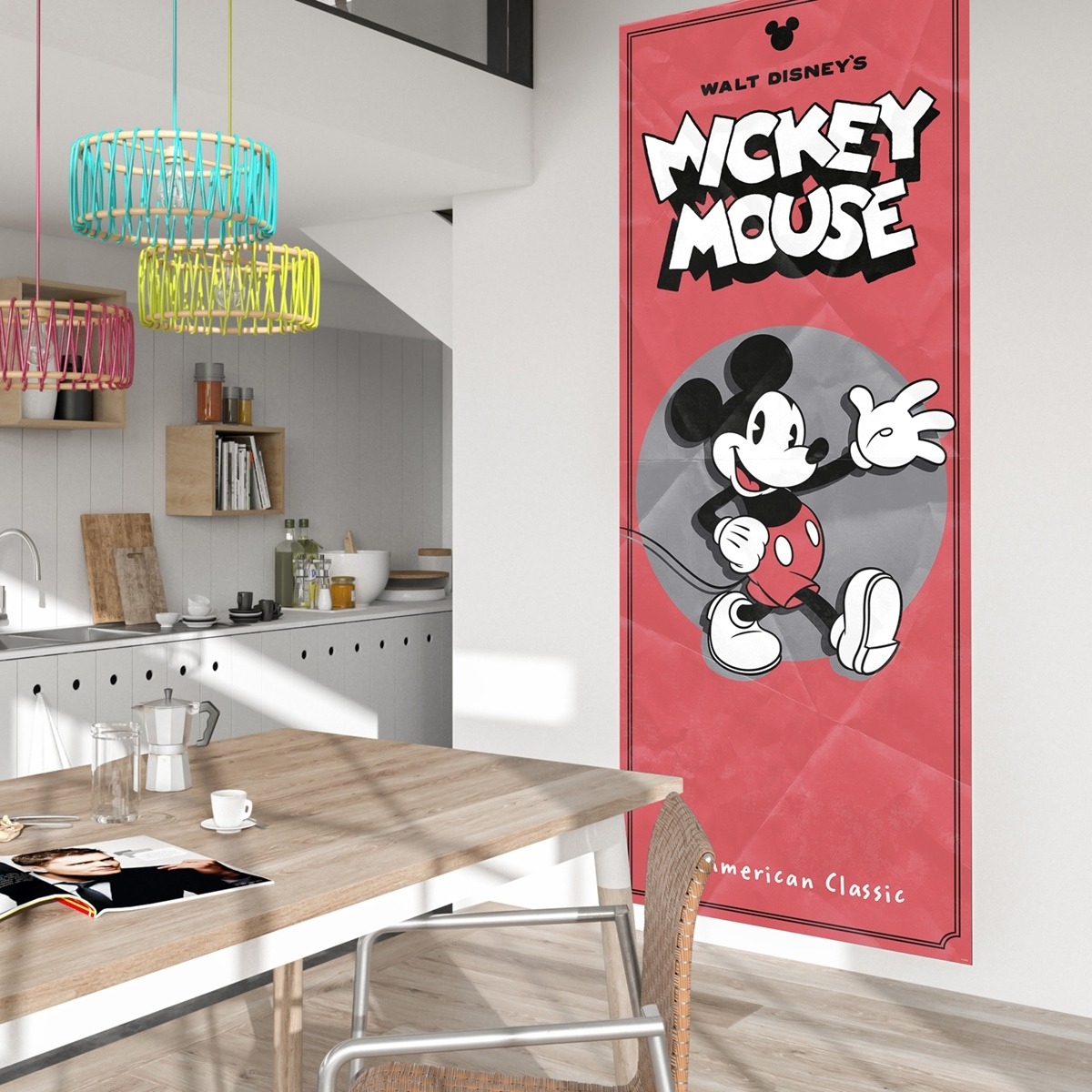 Komar Fototapete Disney Micky American 250 x 100 cm Vlies Micky American Micky Maus Wohnzimmer