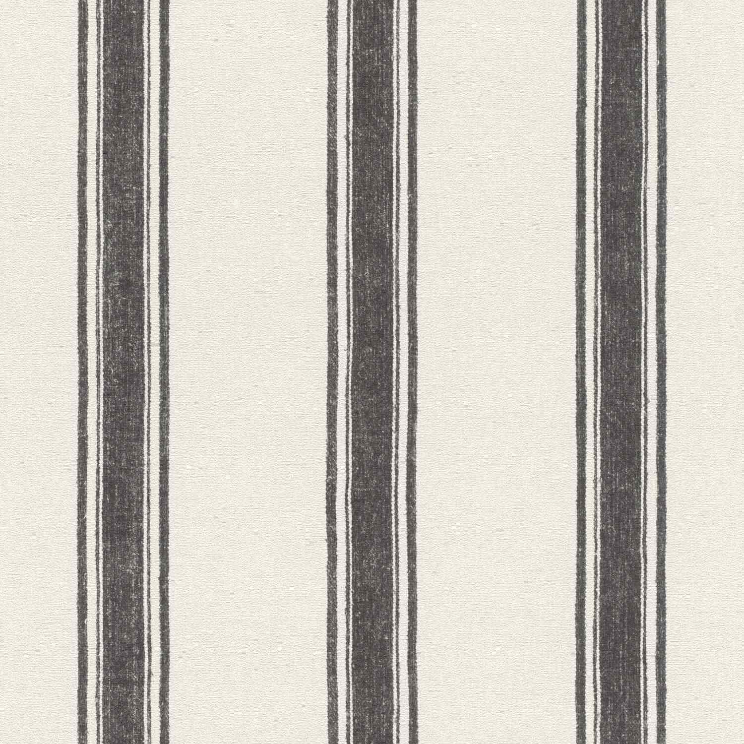 Rasch | Lirico | 555639 | Vliestapete | Streifenoptik | 0.53 x 10.05 m | Schwarz | Weiß
