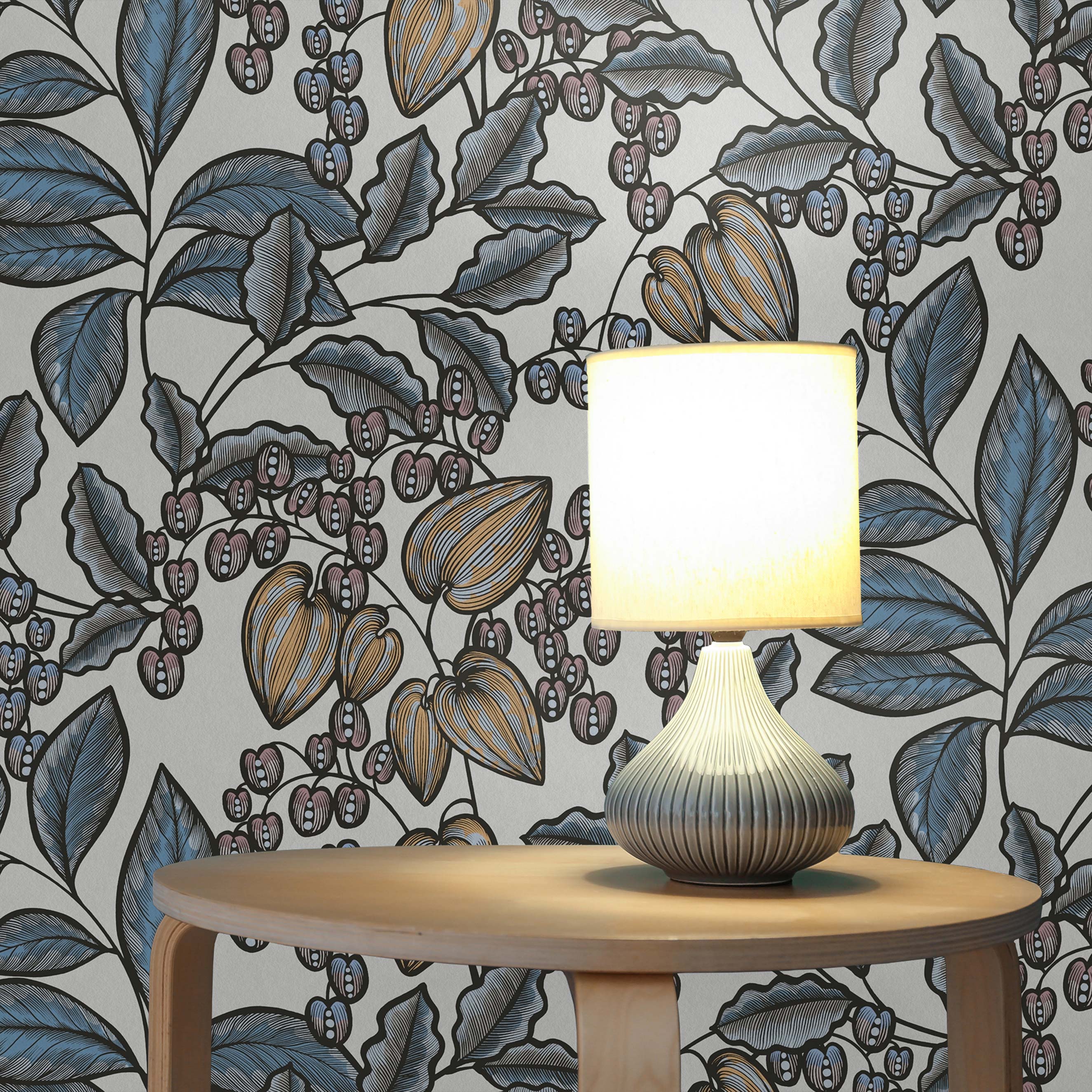 Tapete Blumen Mario M1-No.1451 Vliestapete Blau Weiß Floral Natur