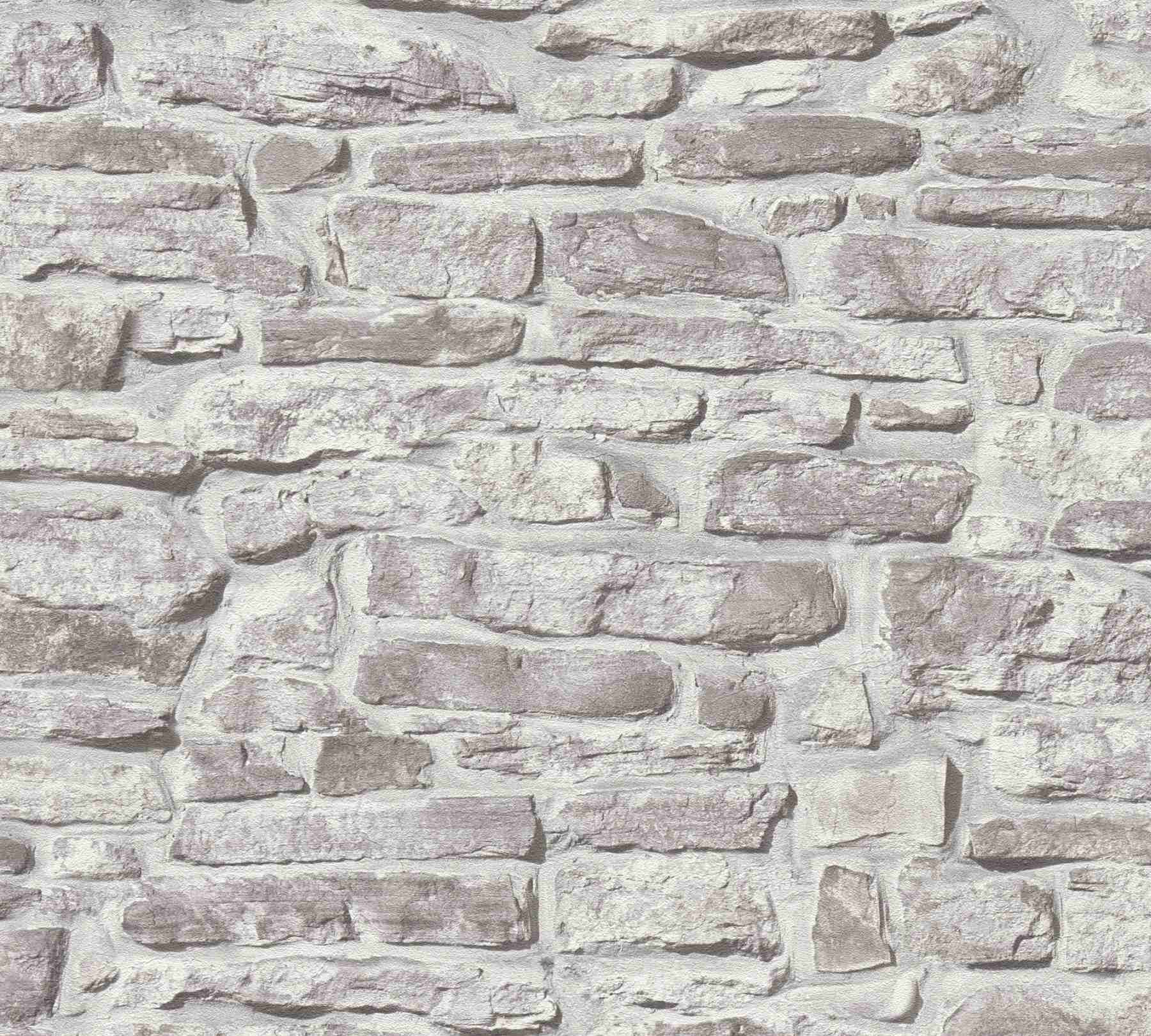 A.S. Creation | Bricks & Stones | 388152 | Vliestapete | Steinoptik | 0.53 x 10.05 m | Grau