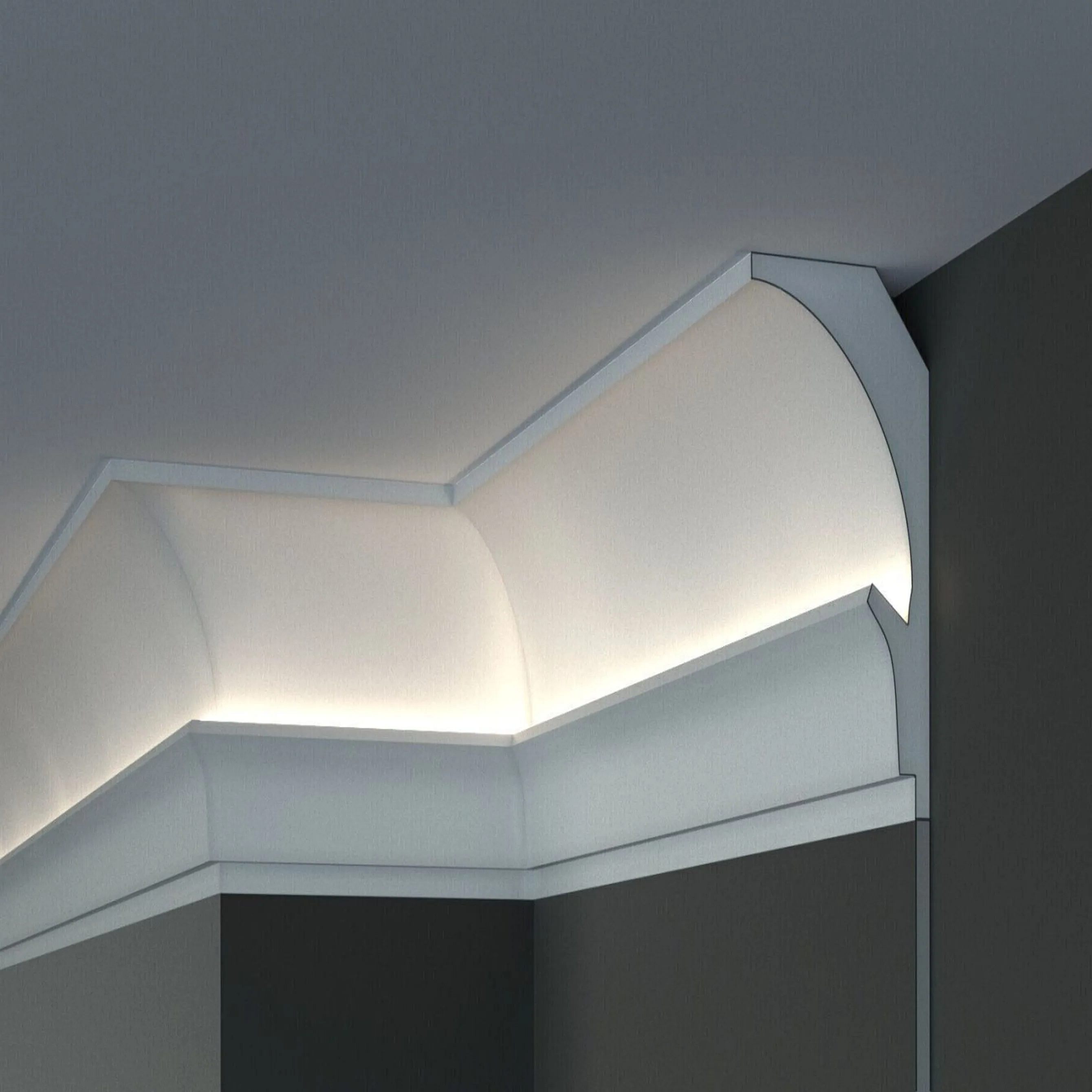 Elite Decor Lichtleiste KD202 | Polystyrol 150 x 90 x 1150 mm Weiß Styropor Deckenleiste