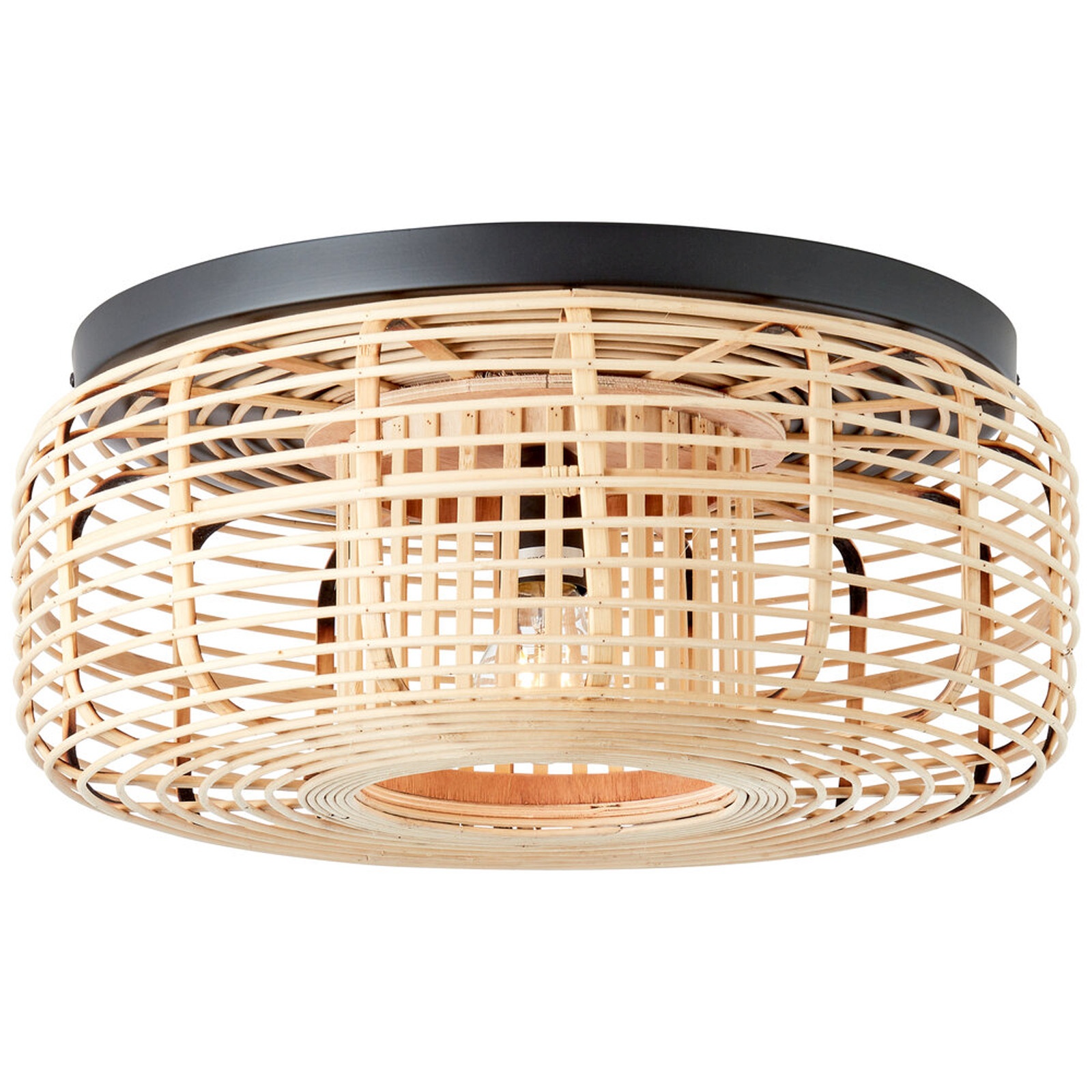 Deckenleuchte 19.5 x 45 cm Braun Bambus Deckenlampe Zylindrisch Natürlich Boho Harmonisch