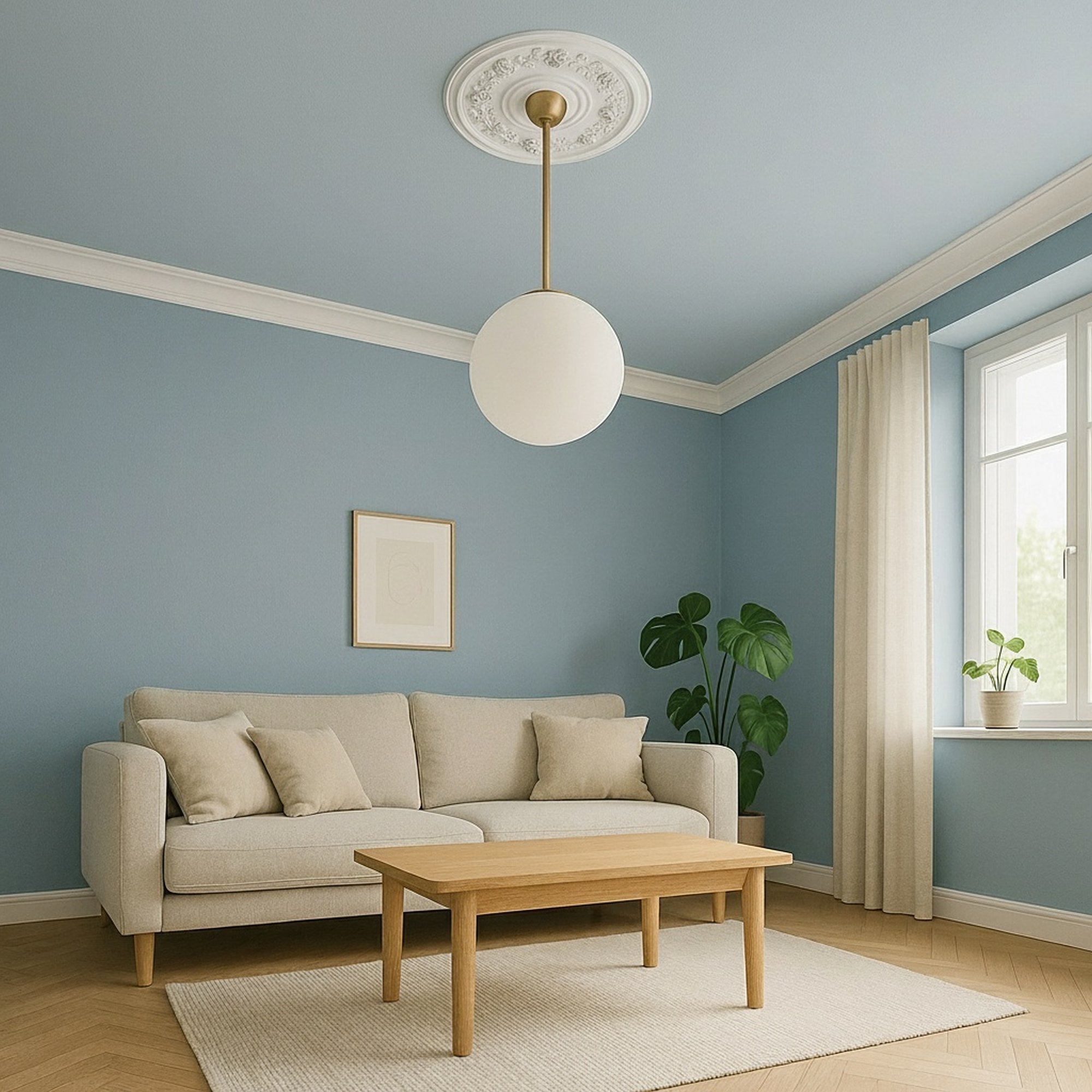 PROVISTON | Gips Rosette Belfast | Echter Gipsstuck | Ø38,4cm | Stuckrosette