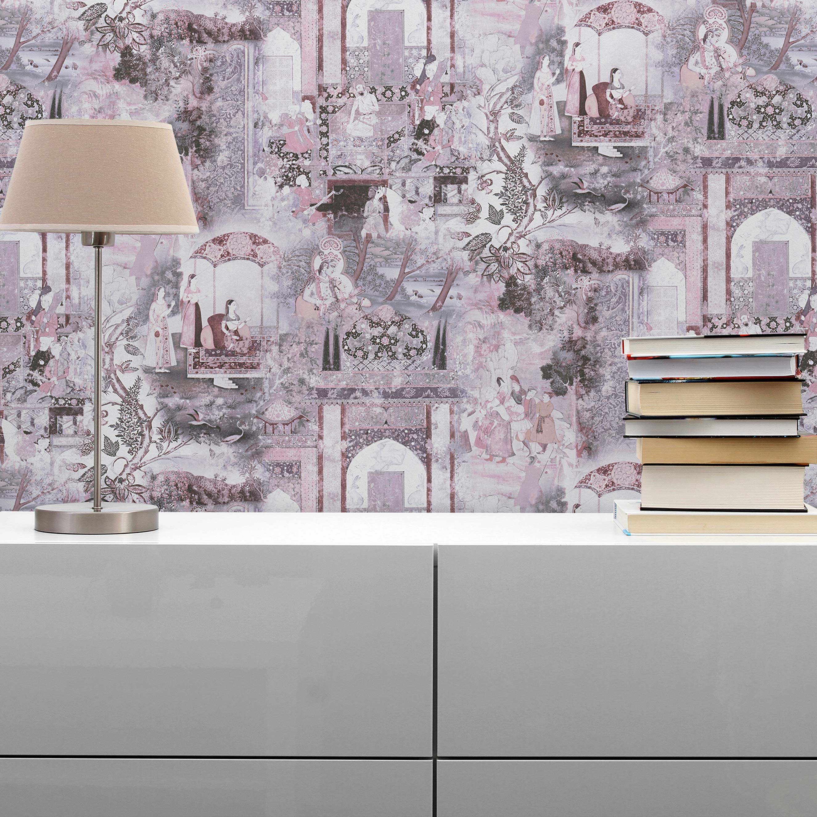 Tapete Vintage M1-No.1701 | Vliestapete | Rosa | Lila | Orientalisch | Natur