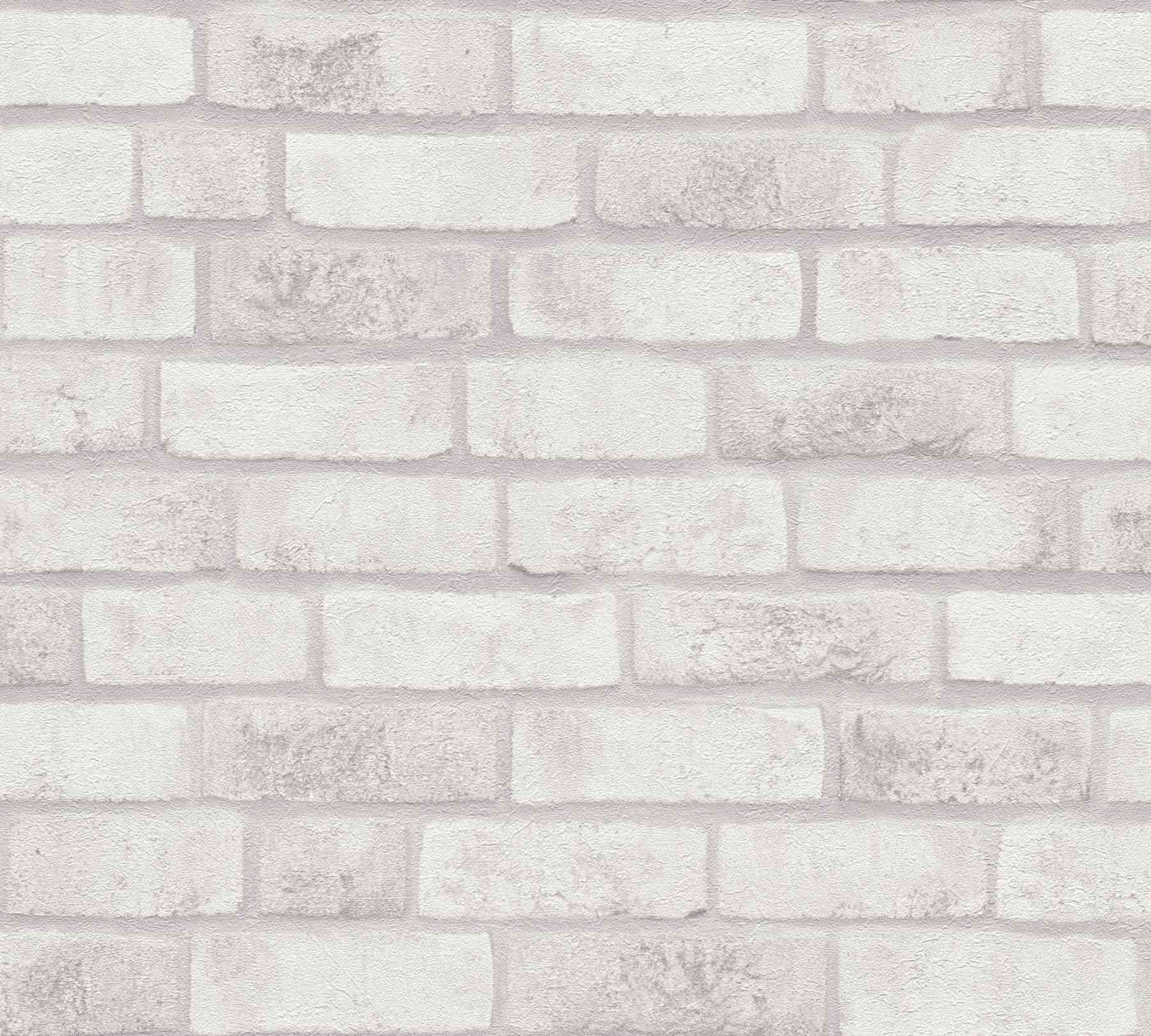 A.S. Creation | Bricks & Stones | 388123 | Vliestapete | Steinoptik | 0.53 x 10.05 m | Weiß
