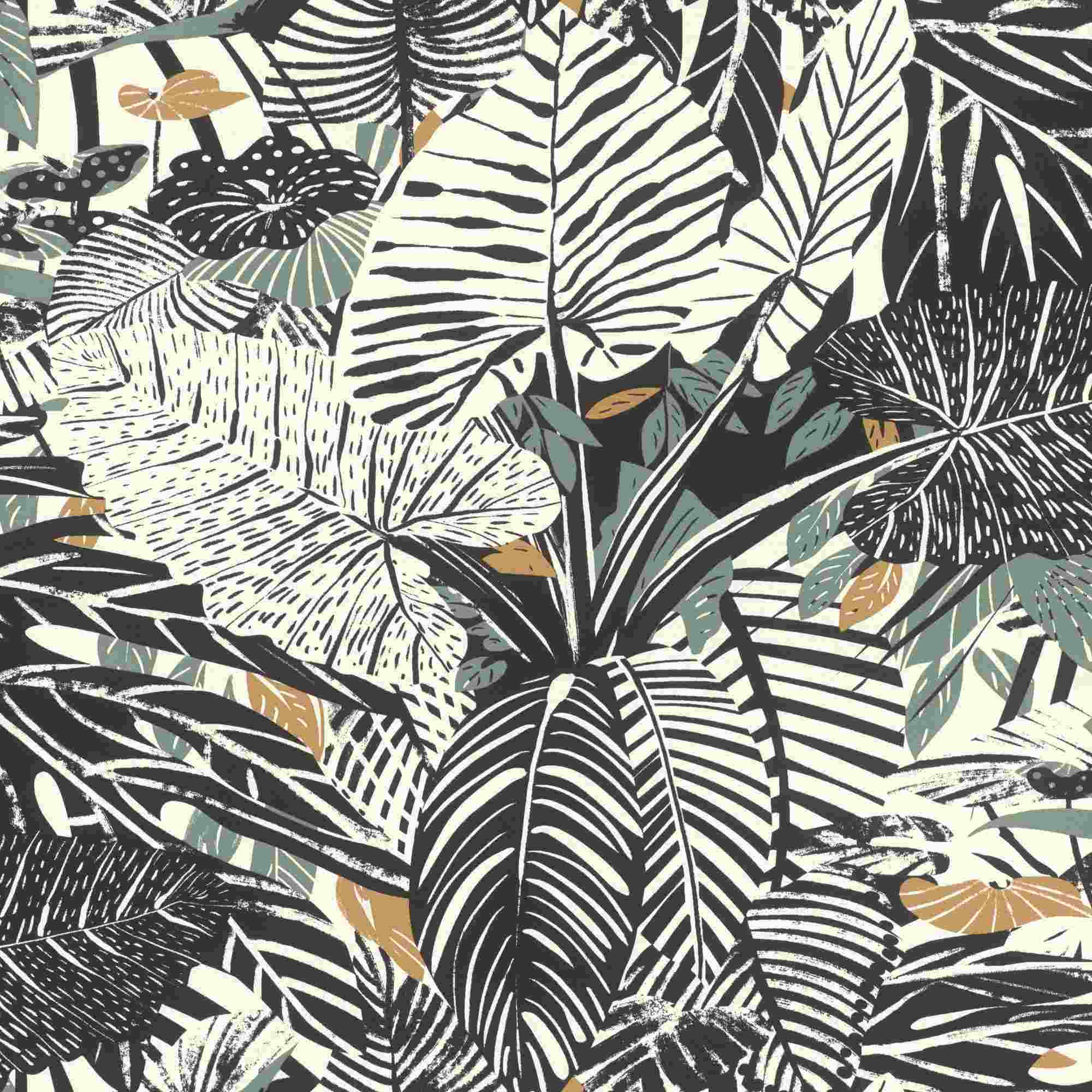 Rasch | Rhapsody | 689402 | Vliestapete | Botanisch | 10.05 x 0.53 m | Schwarz | Braun | Weiß | Grün