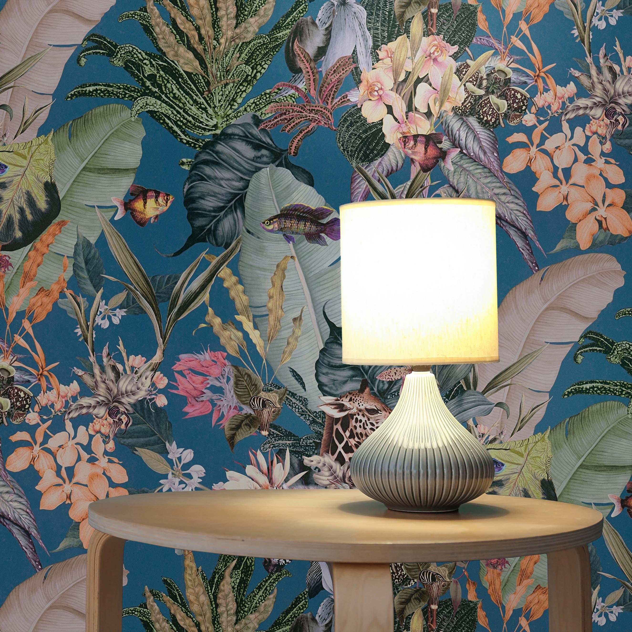 Tapete Blumen Florentin M1-No.1702 | Vliestapete | Blau | Gelb | Floral | Natur