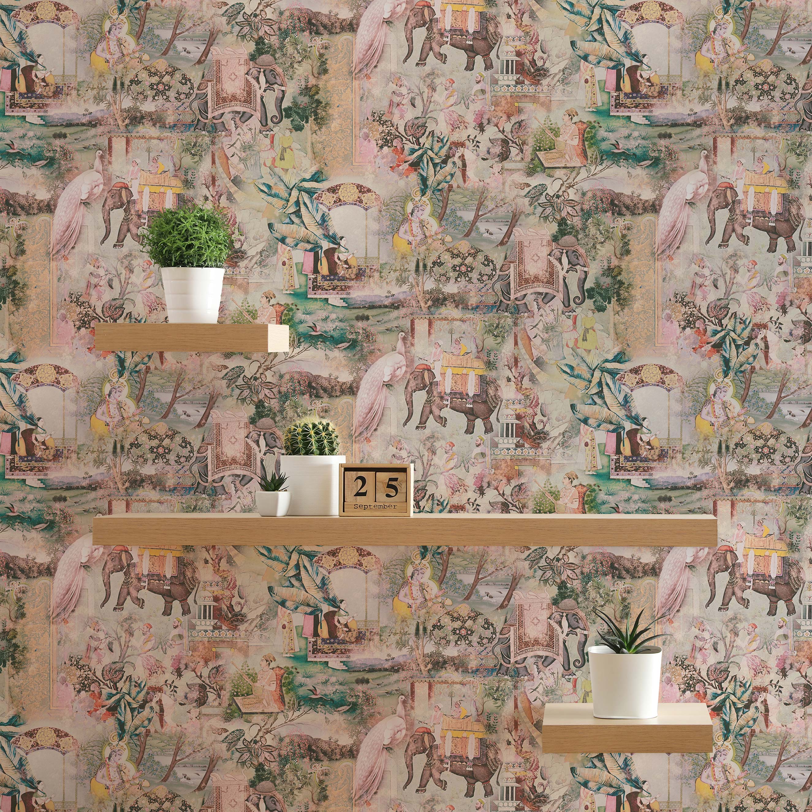 Tapete Vintage M1-No.1695 | Vliestapete | Beige | Braun | Orientalisch | Tiere