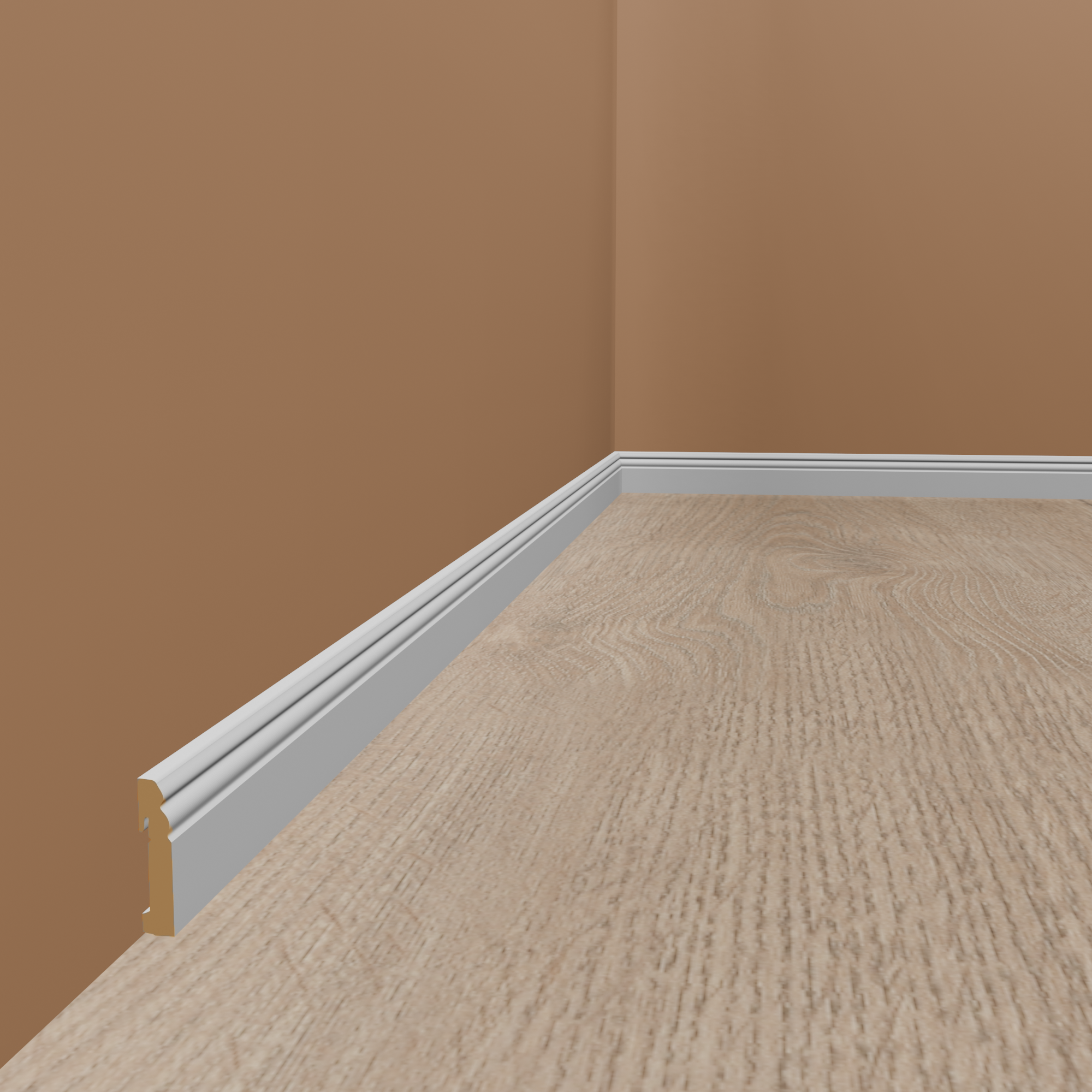 PROVISTON weiße Sockelleiste Hamburger Profil 18 x 90 x 2400 mm MDF folierte Fußleiste