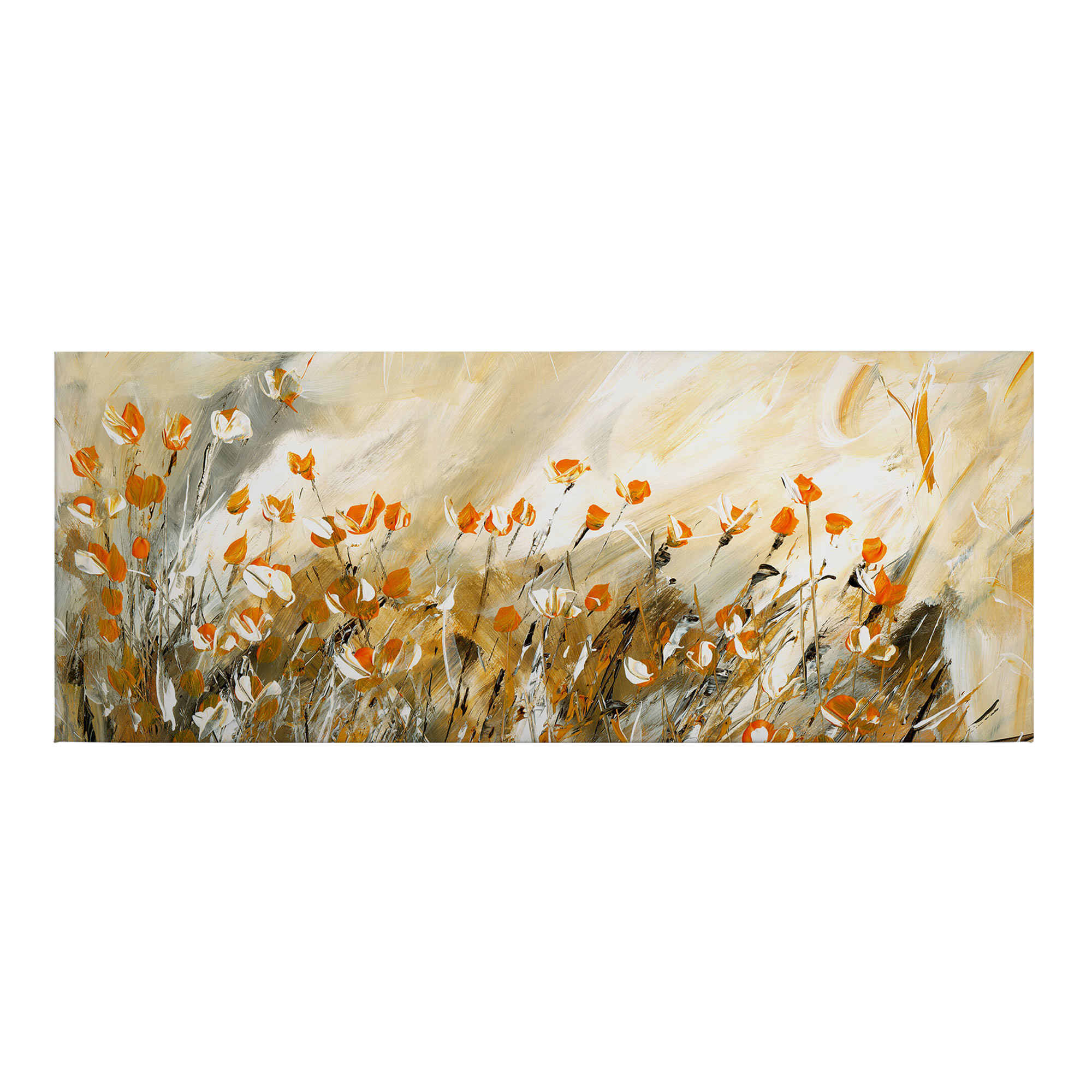 Tadessi Leinwandbild Natur Floral - 40 x 100 cm - M1-No.50490 - Keilrahmen in Grün Orange