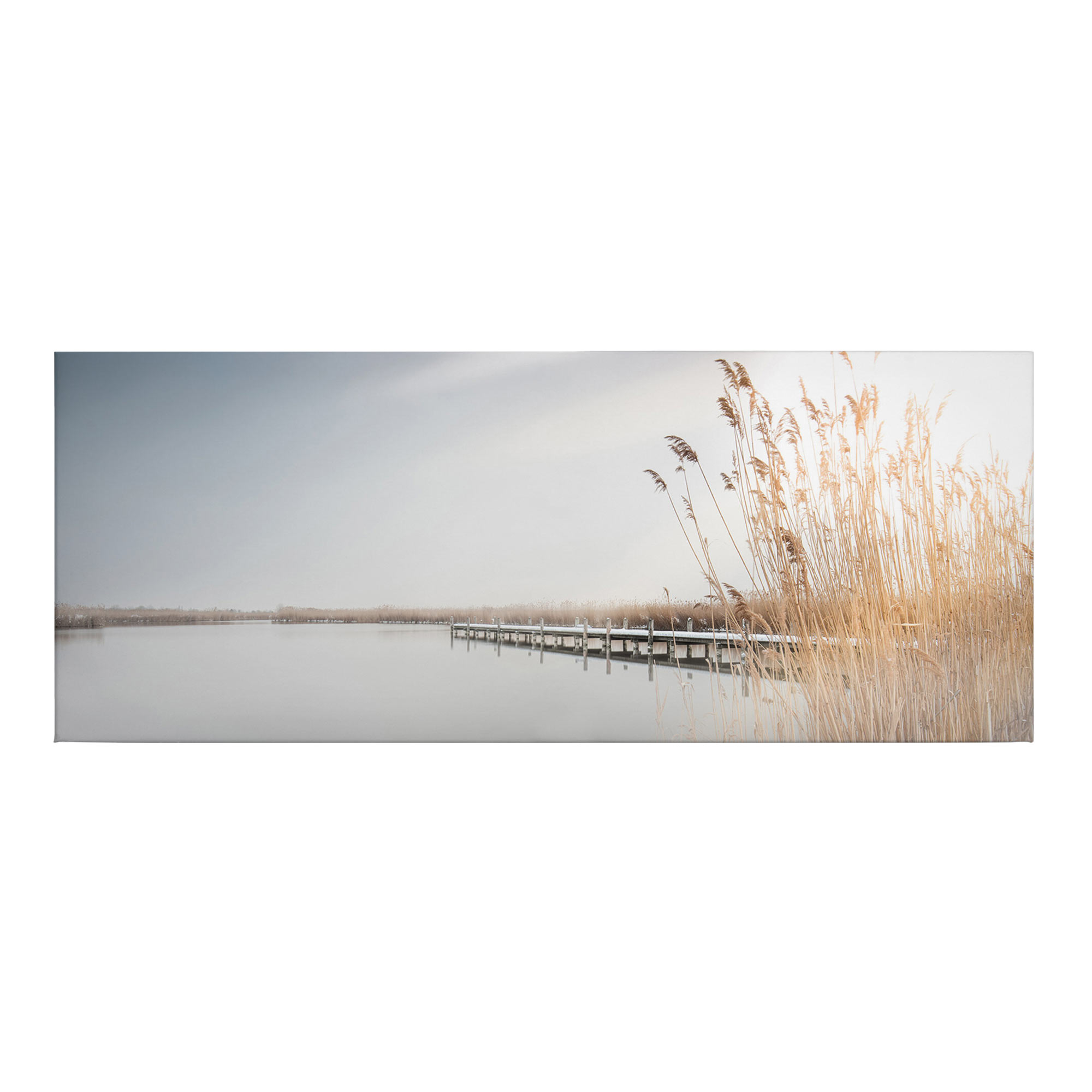 Tadessi Leinwandbild See - 40 x 100 cm - M1-No.50458 - Keilrahmen in Blau Beige