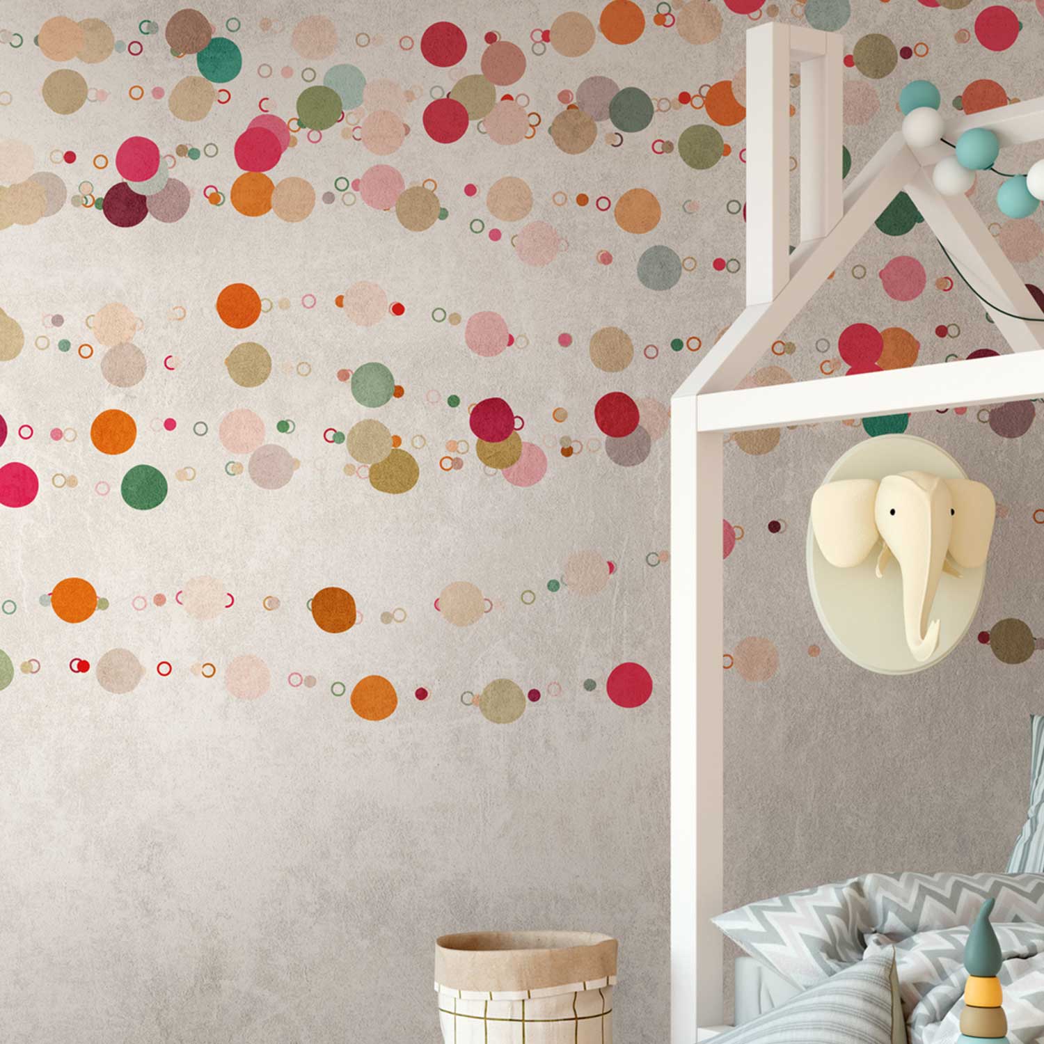 Tadessi Fototapete Kreise M1-No.10324 Digitaldruck Tapete Beige Orange - Punkte Kinderzimmer Modern