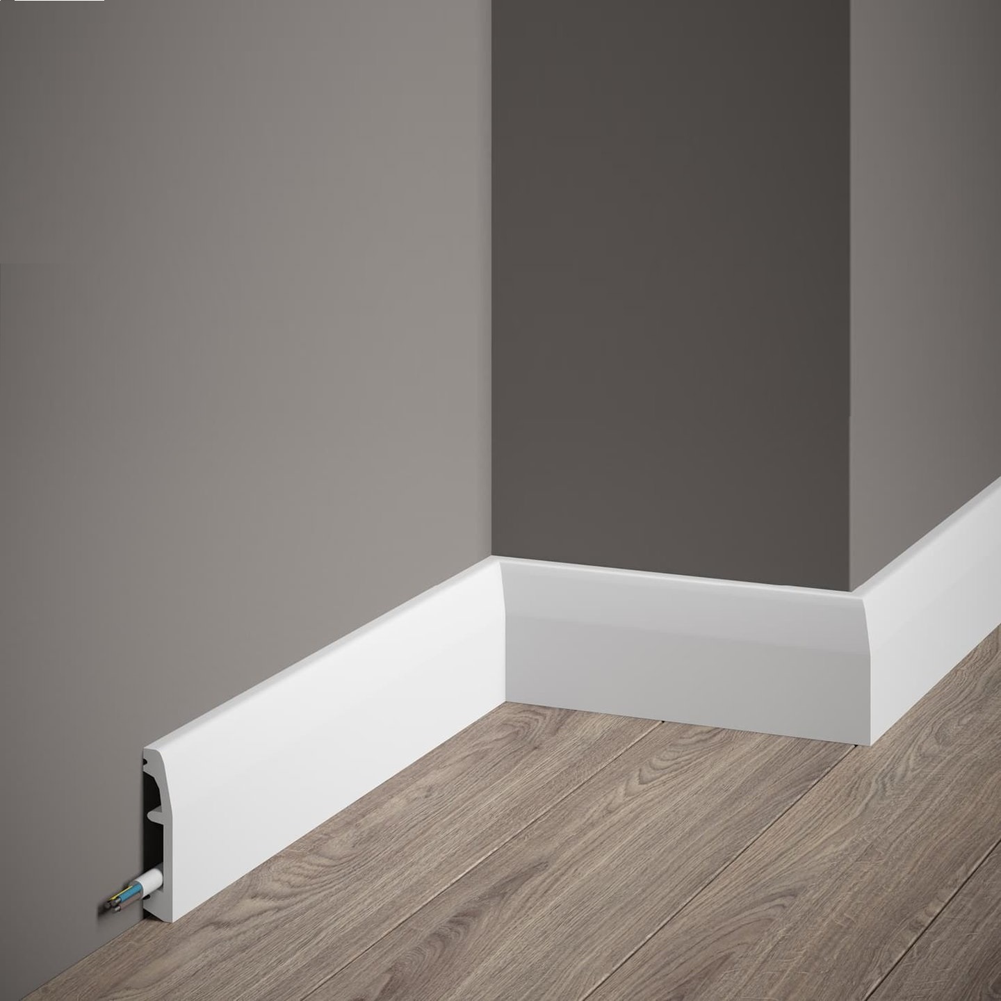 PROVISTON | Sockelleiste "NE017" | 14 x 69 x 2000 mm | Weiß | Fußleiste | Kabelkanal | Hochwertig