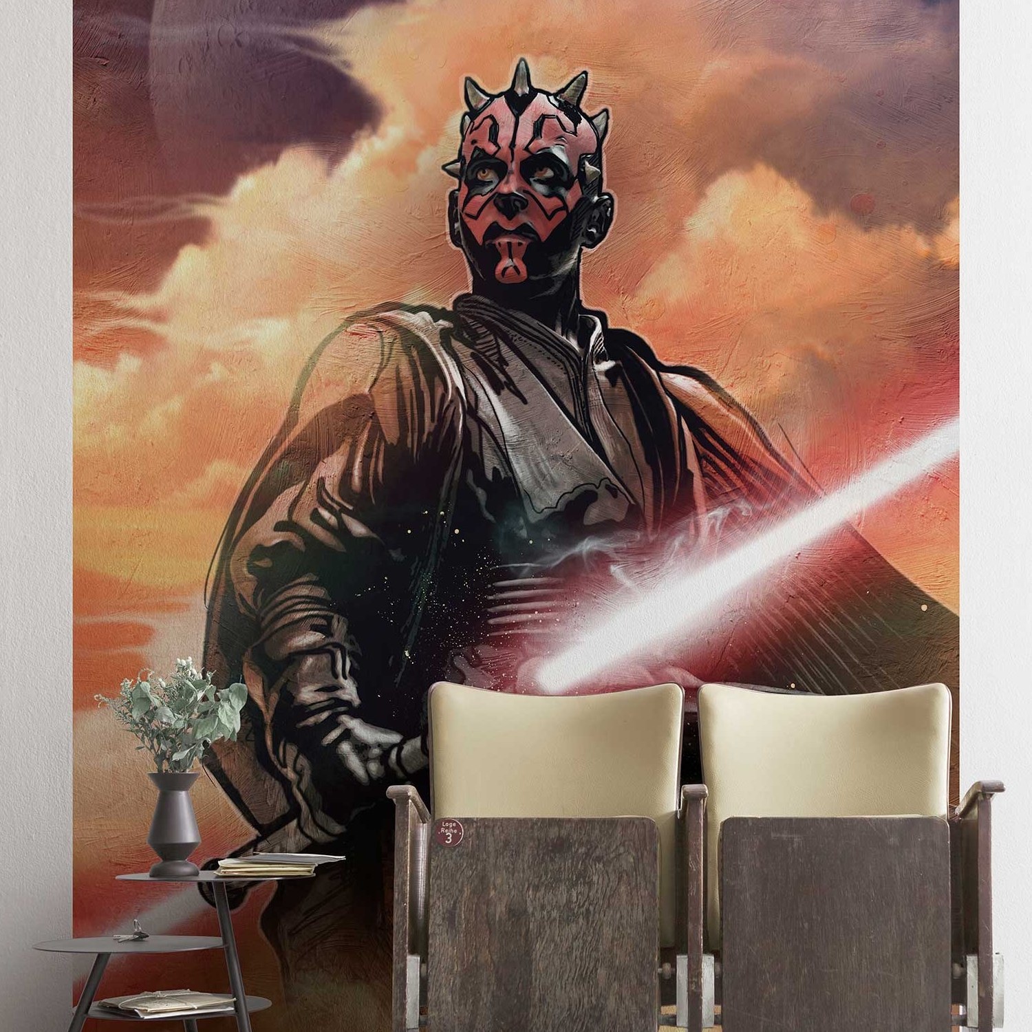 Komar Fototapete Star Wars Darth Maul 280 x 200 cm Vlies Darth Doppelseitiges Lichtschwert Sith Lord