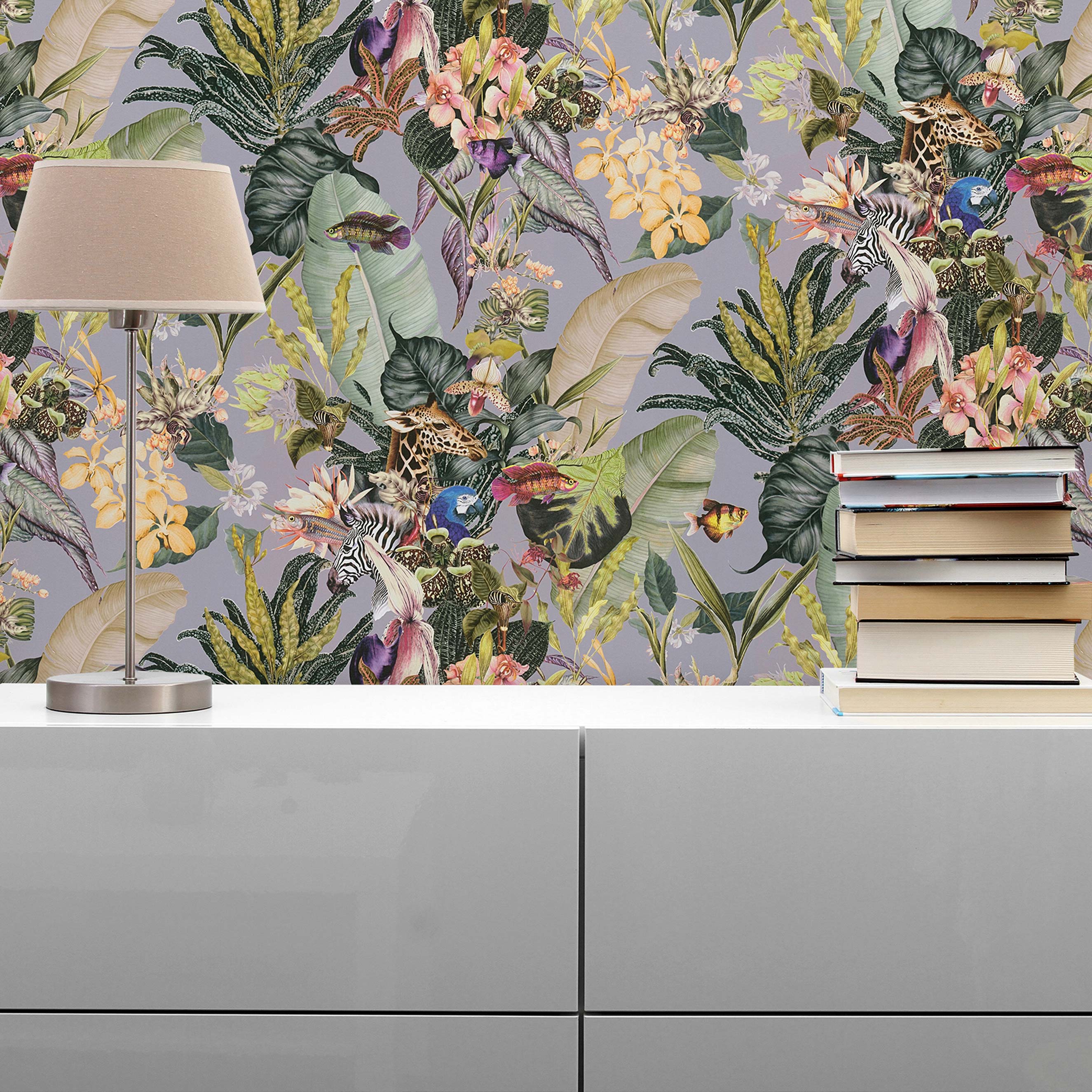 Tapete Dschungel Camilla M1-No.780 | Vliestapete | Grün | Grau | Blumenoptik | Floral