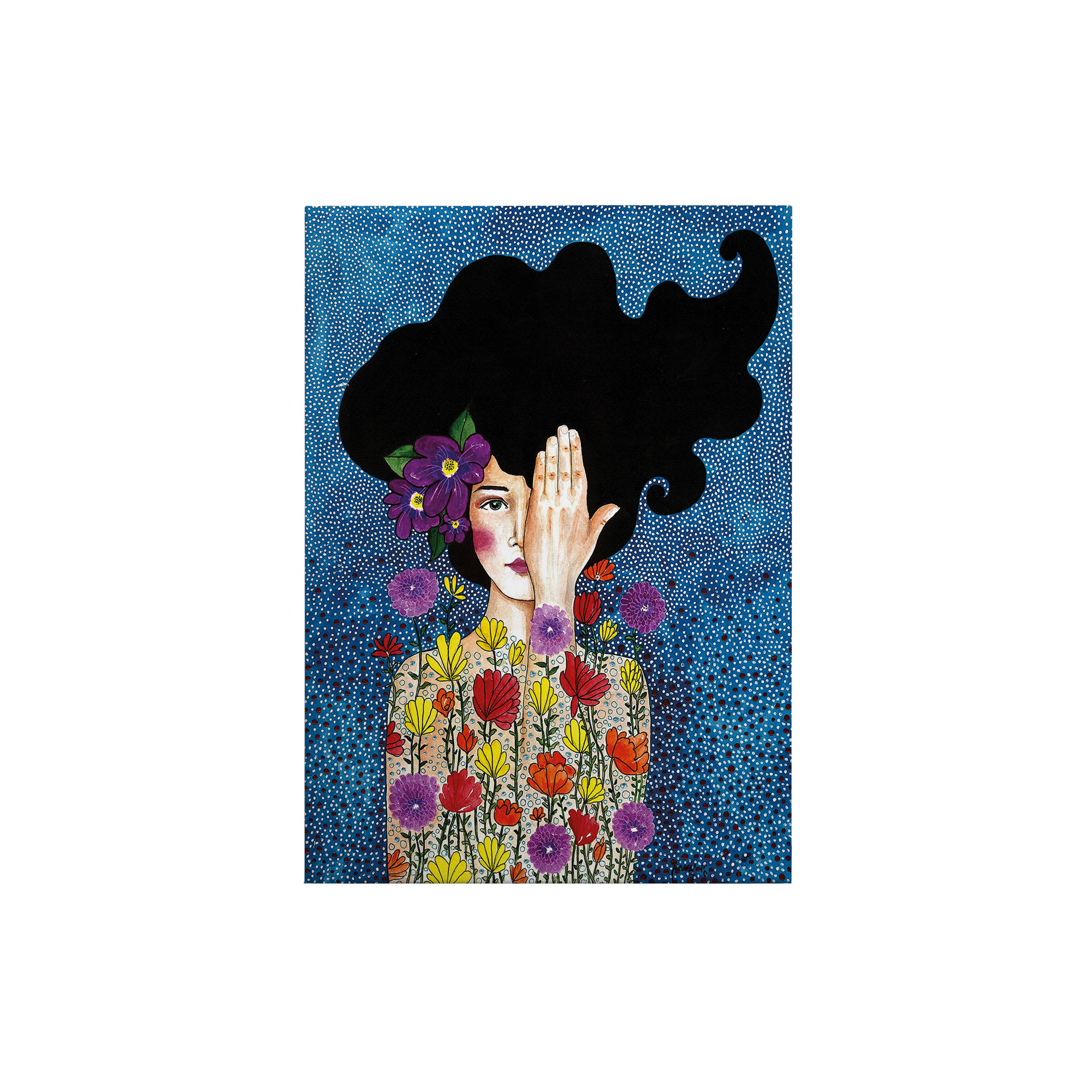 Tadessi Leinwandbild Personen Frau - 70 x 50 cm - M1-No.50422 - Keilrahmen in Blau Schwarz