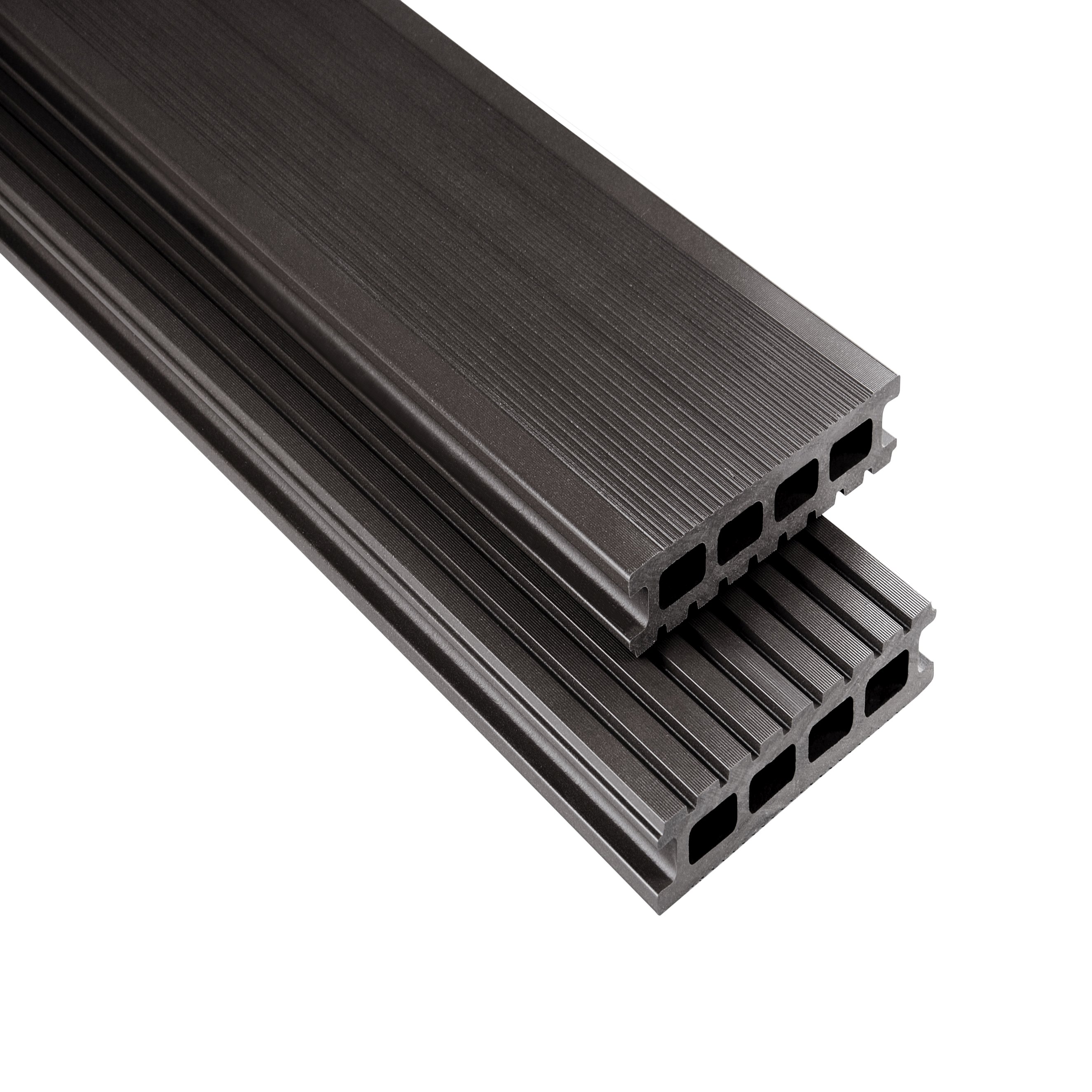 WPC Terrassendiele 14.5 x 2.6 cm Bodendiele Hohlkammer Standard Graubraun Kovalex