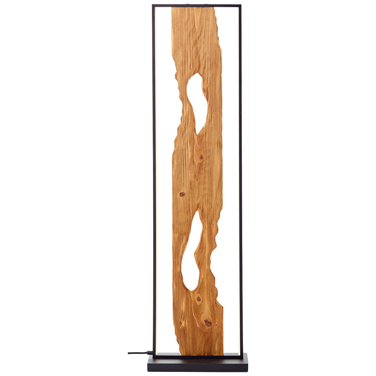 LED Stehleuchte 120 x 33 x 18 cm Braun Holz Stehlampe Modern Landhaus Lichtfarbe: Warmweiß