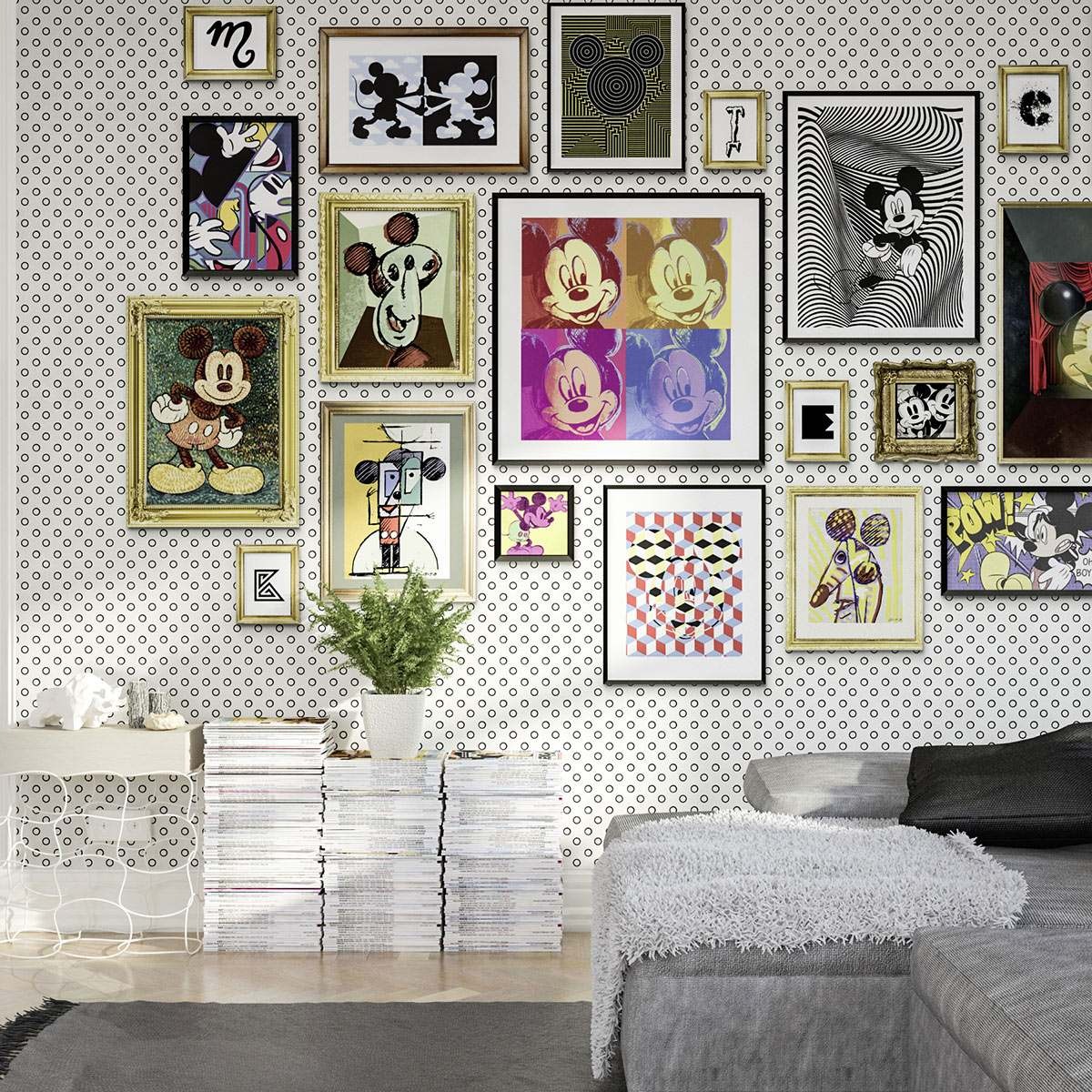 Komar Fototapete Disney Micky Art Collection 250 x 400 cm Digitaldrucktapete Vlies Gemälde Kunstwerk
