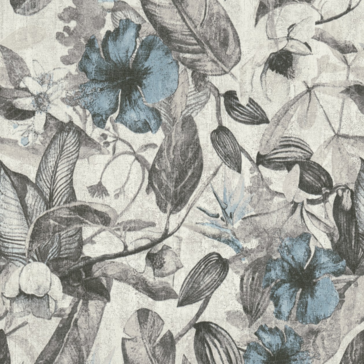 A.S. Creation | Greenery | 372162 | Vliestapete | Blumenoptik | 0.53 x 10.05 m | Grau