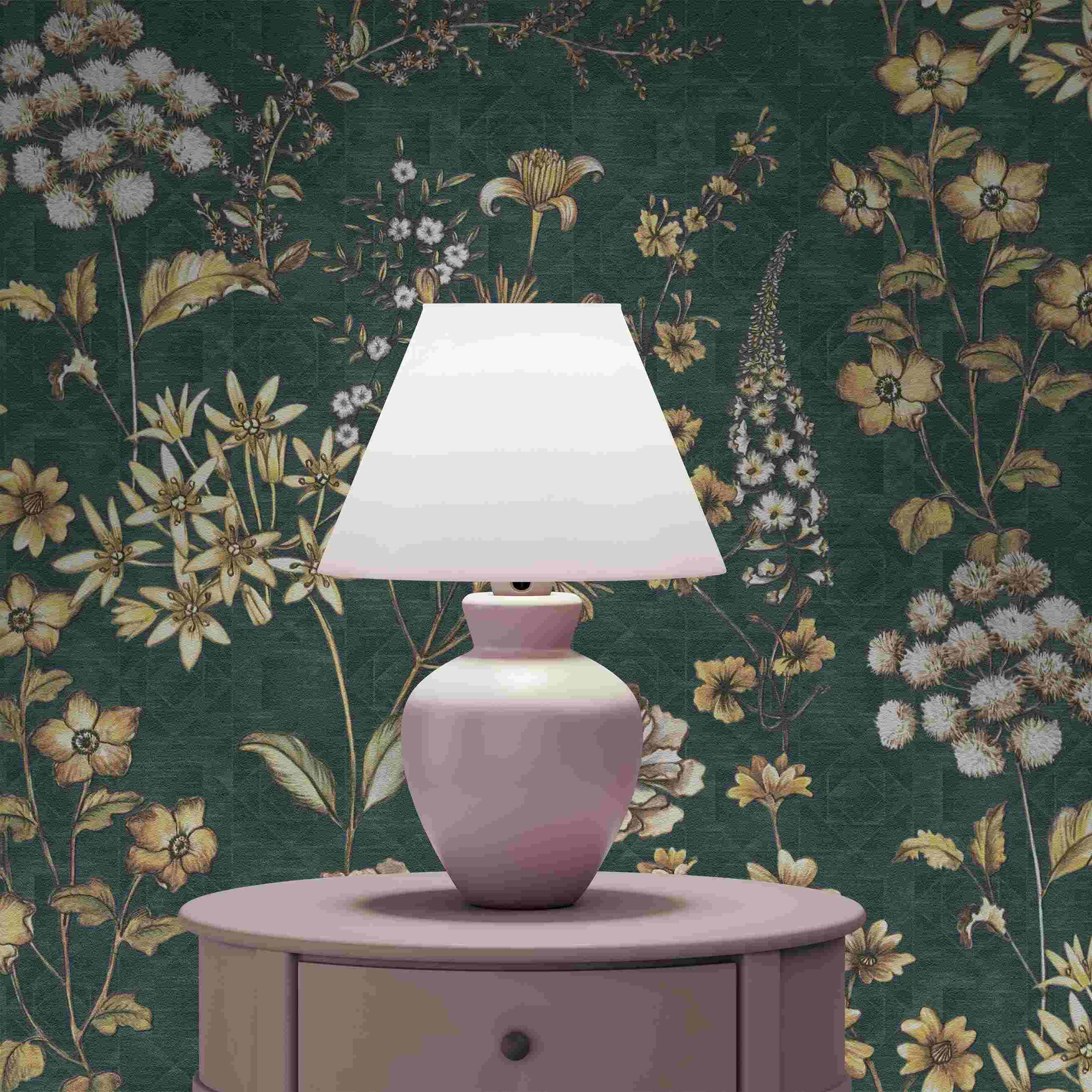 Tapete Mario Blumen M1-No.4354 Vlies Petrol Orange Blumen Tadessi 10.05 x 0.53 m