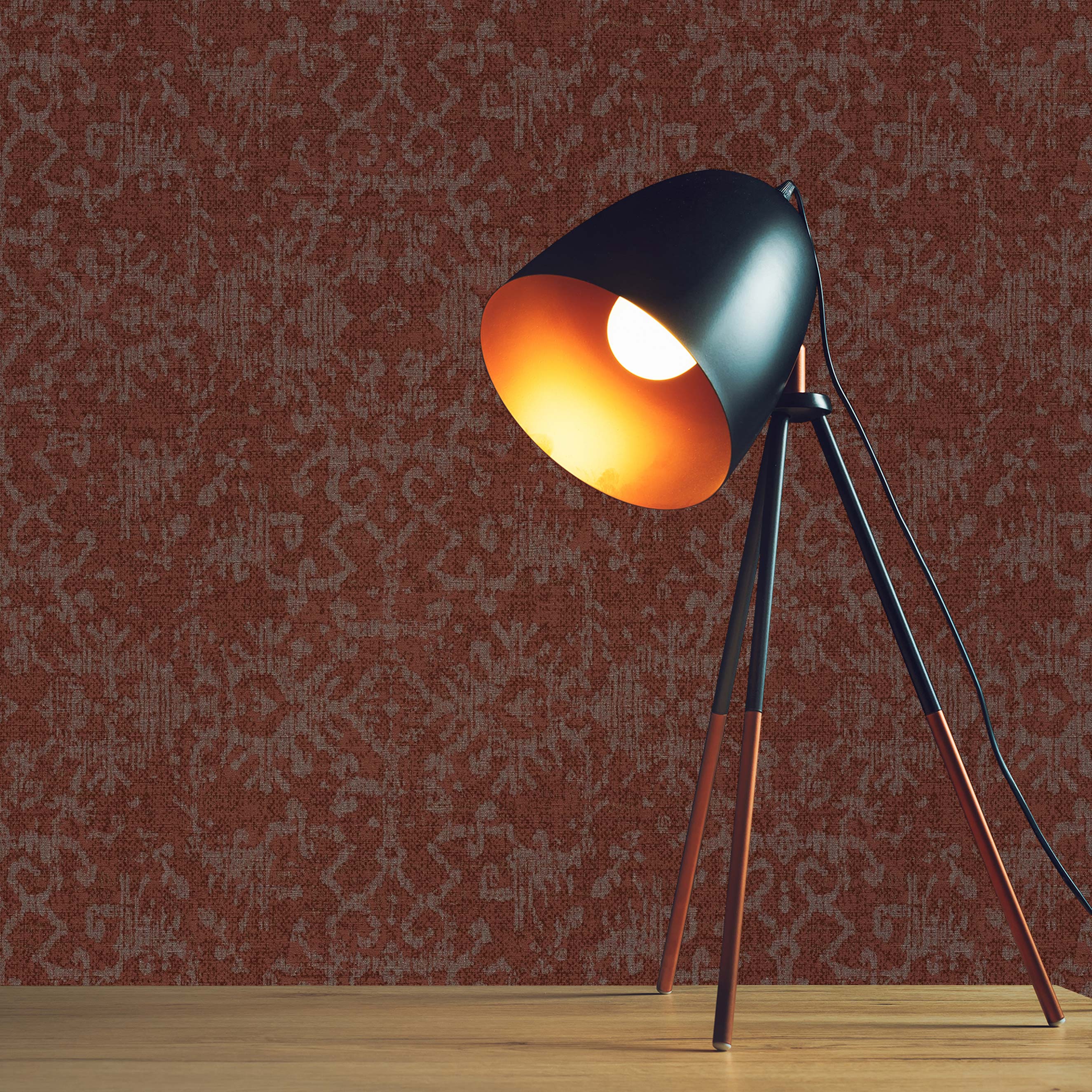 Tapete Vintage M1-No.1759 | Vliestapete | Rot | Grau | Struktur | Muster
