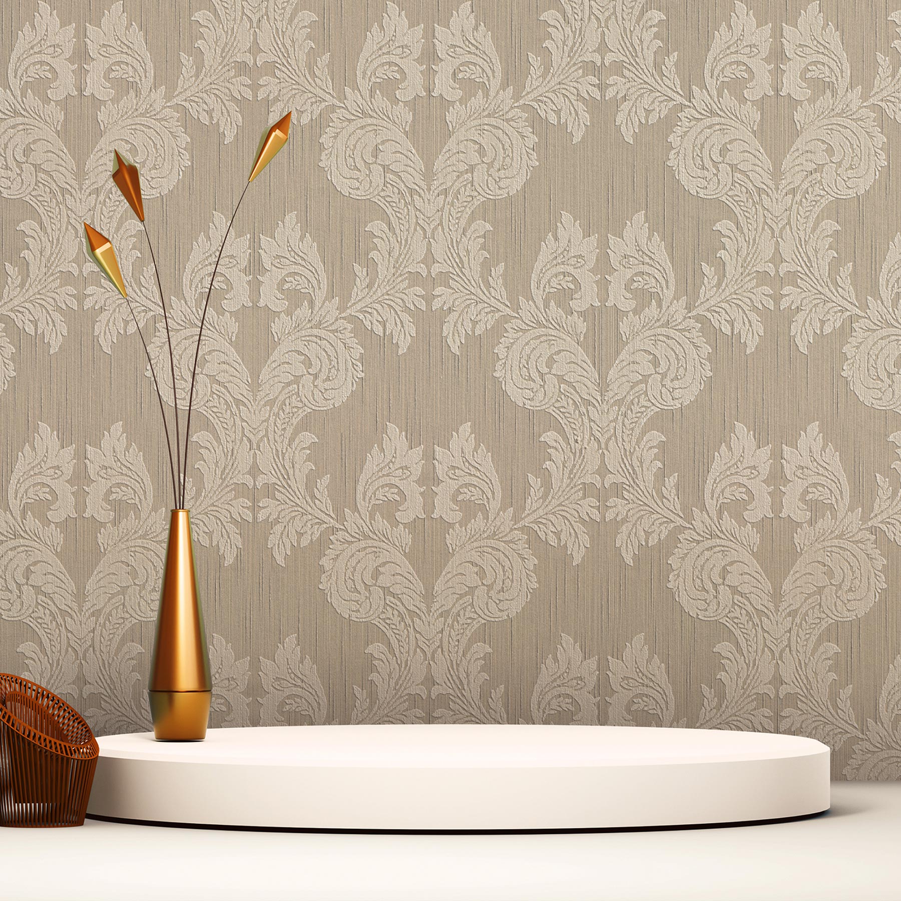 Tapete Barock Samuel M1-No.3787 Vliestapete Beige Barocktapete Klassik