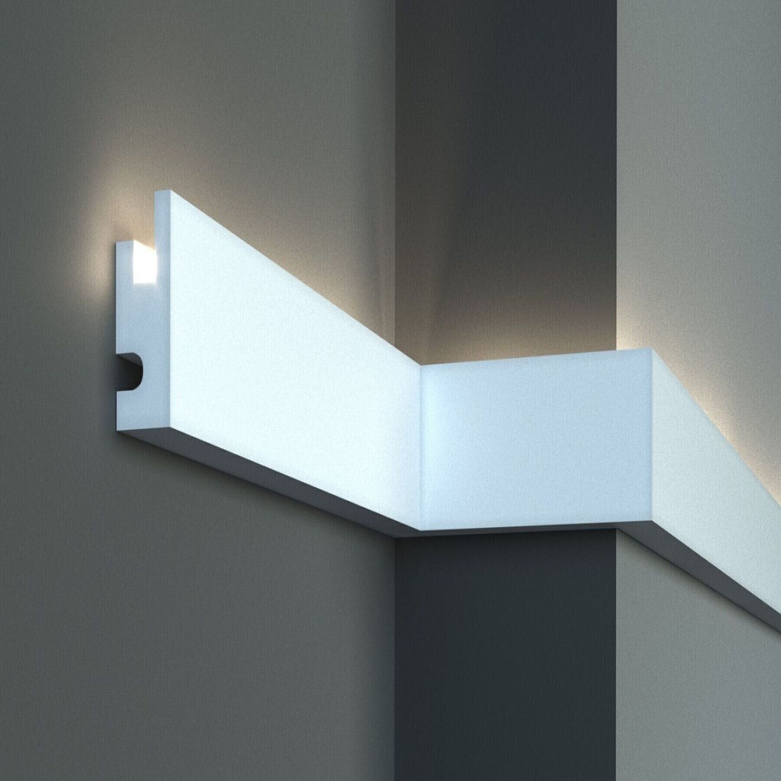 Elite Decor | Innenwinkel "KD301" | Polystyrol | 40 x 90 x 200 mm | Weiß | Stuckleisten Winkel