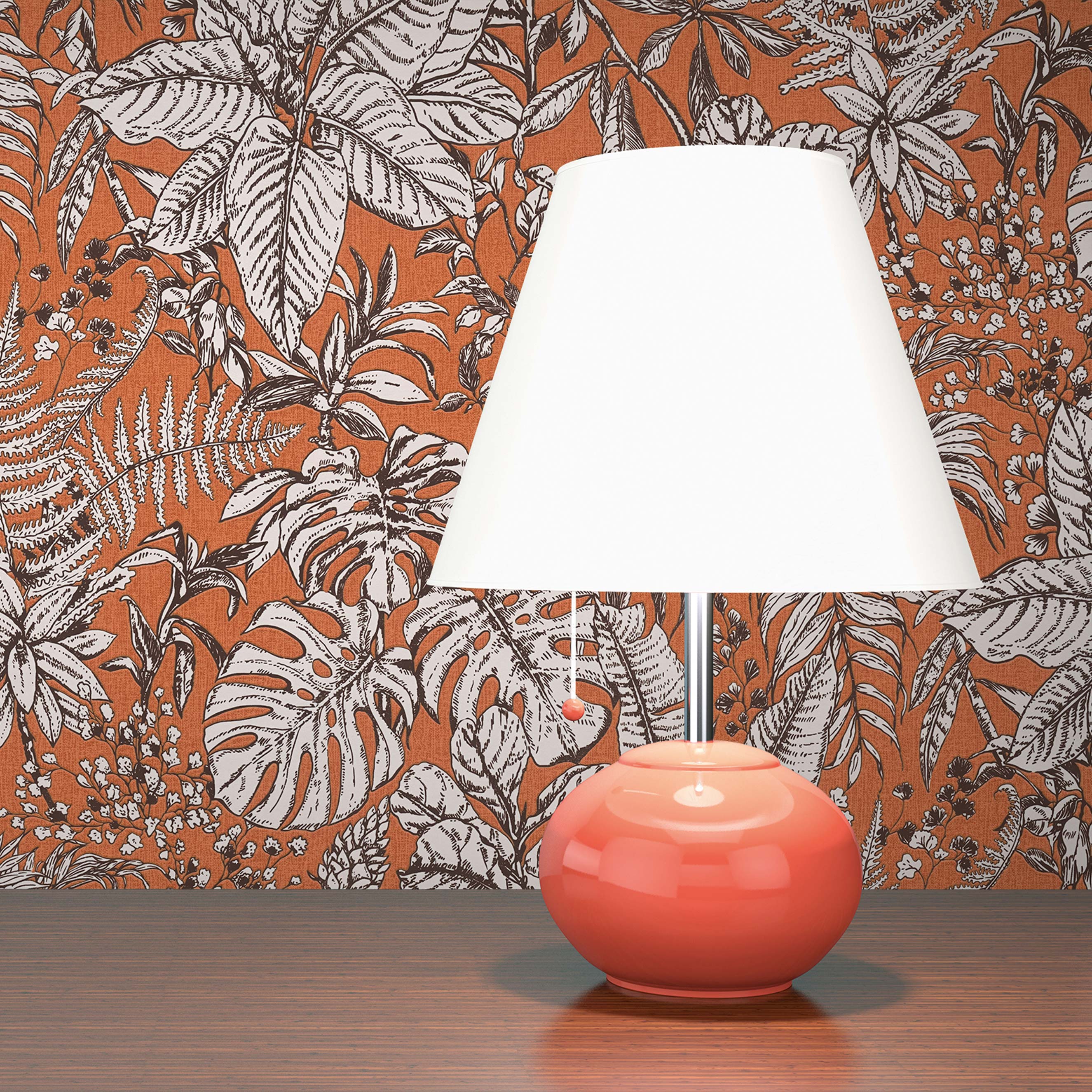 Tapete Bäume Blätter Salvatore M1-No.1355 Vliestapete Orange Weiß Floral