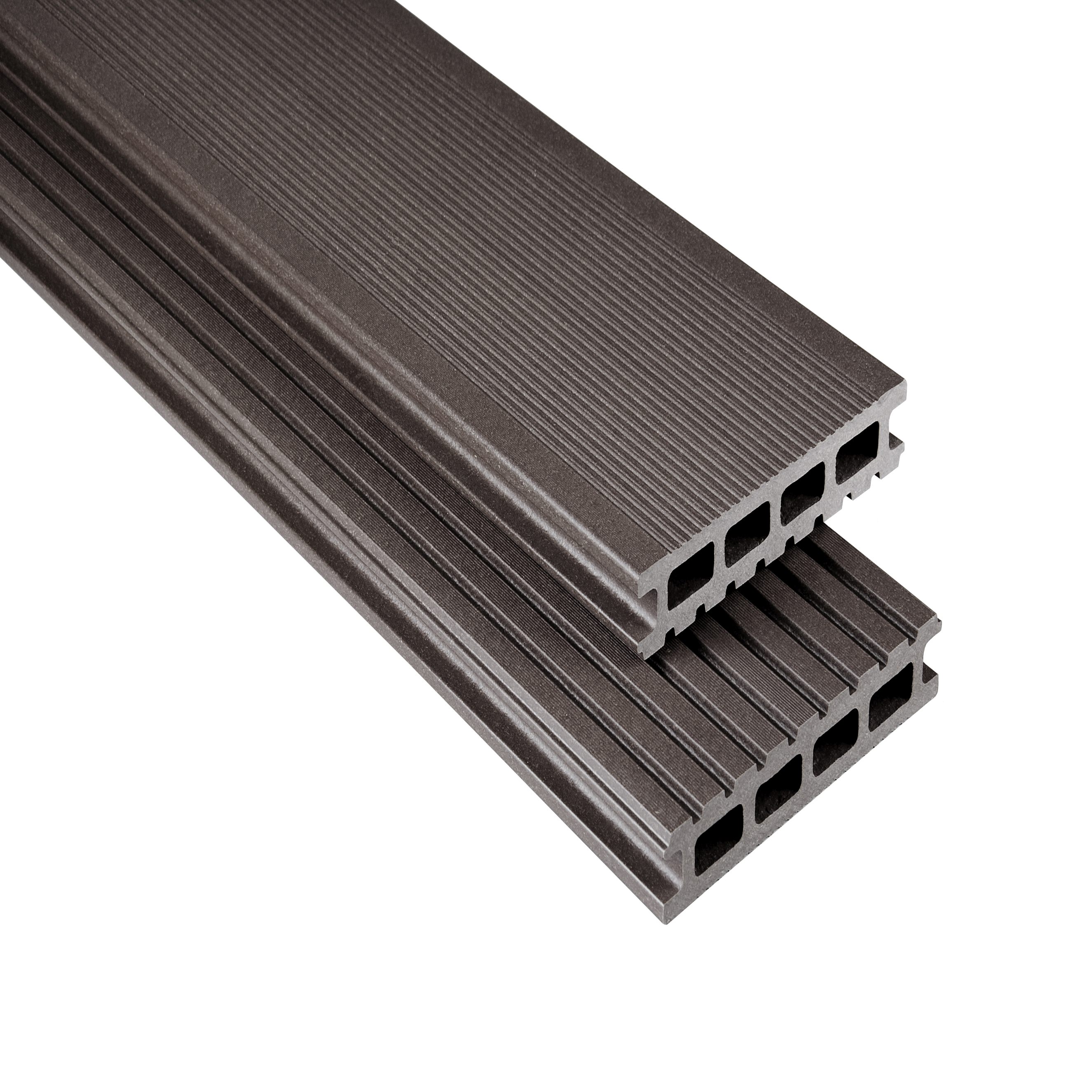 WPC Terrassendiele 14.5 x 2.6 cm Bodendiele Hohlkammer Standard Graubraun Kovalex
