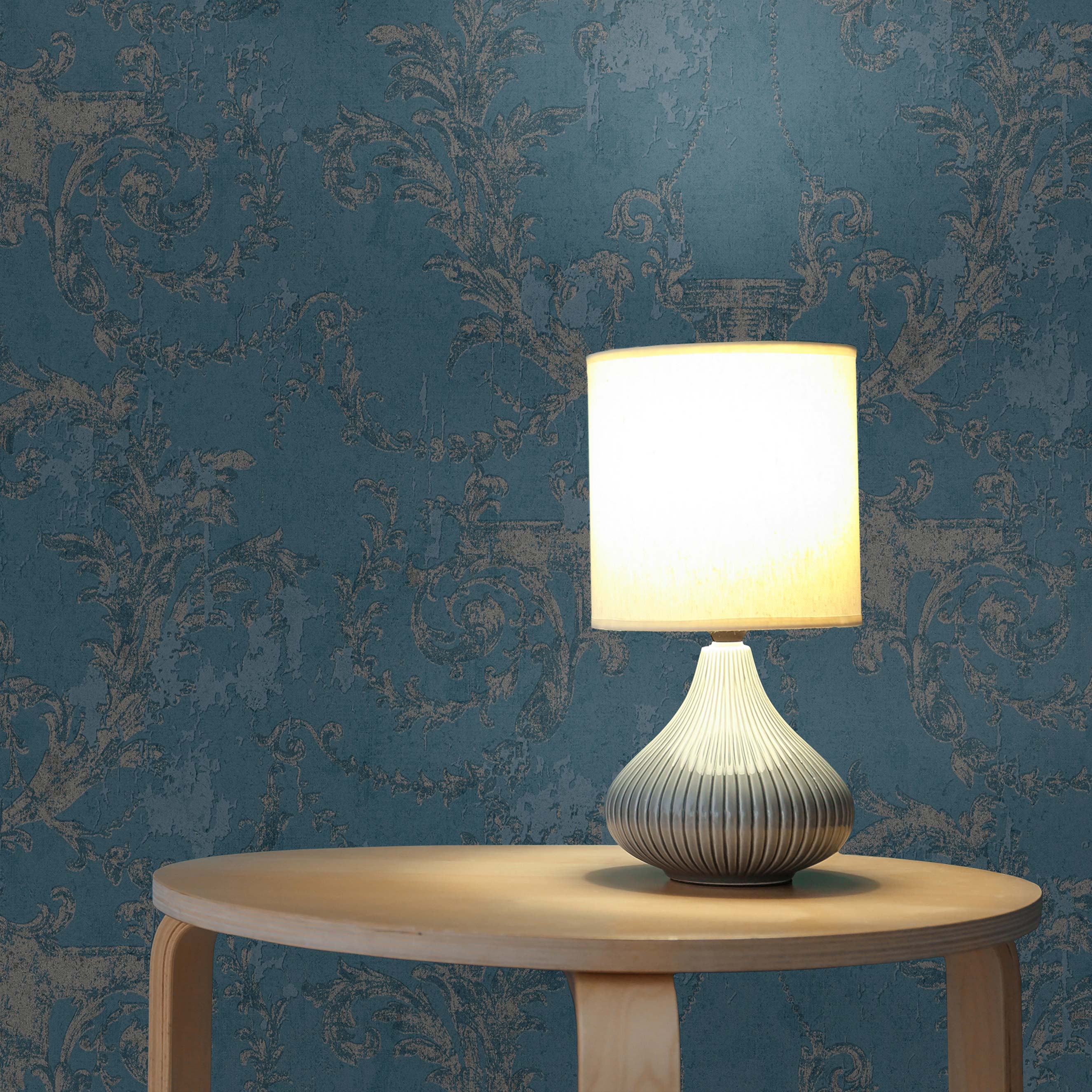 Tapete Barock Giulia M1-No.492 Vliestapete Blau Silber Barocktapete mit Ornamenten