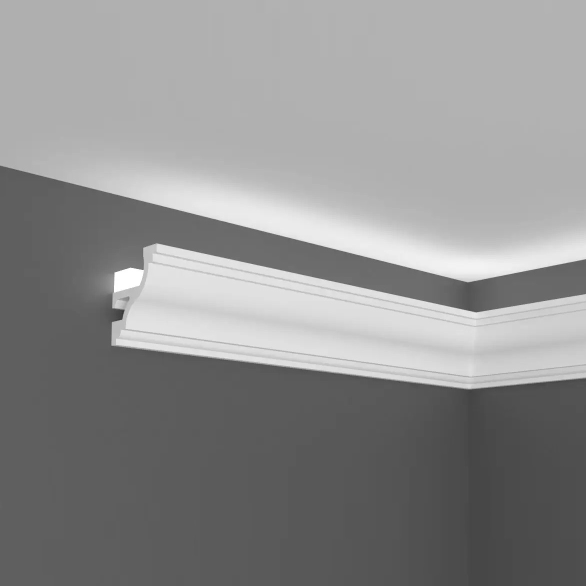 Elite Decor Lichtleiste KH905| Polystyrol 40 x 45 x 2000 mm Weiß Styropor Deckenleiste