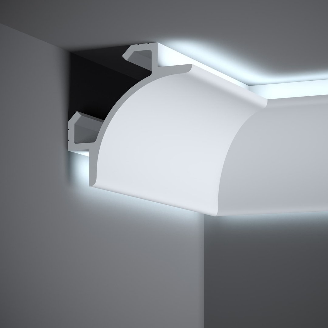 PROVISTON | Lichtleiste "RM001" | 147 x 147 x 2000 mm | Weiß | Deckenleiste | Stuckleiste | Modern