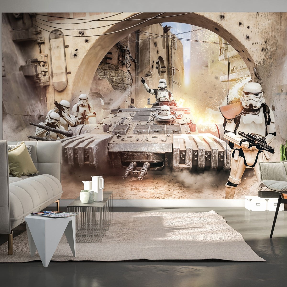 Komar Fototapete Star Wars Tanktrooper 250 x 400 cm Vlies Stormtrooper Feuerschutz Kampf Rebellen