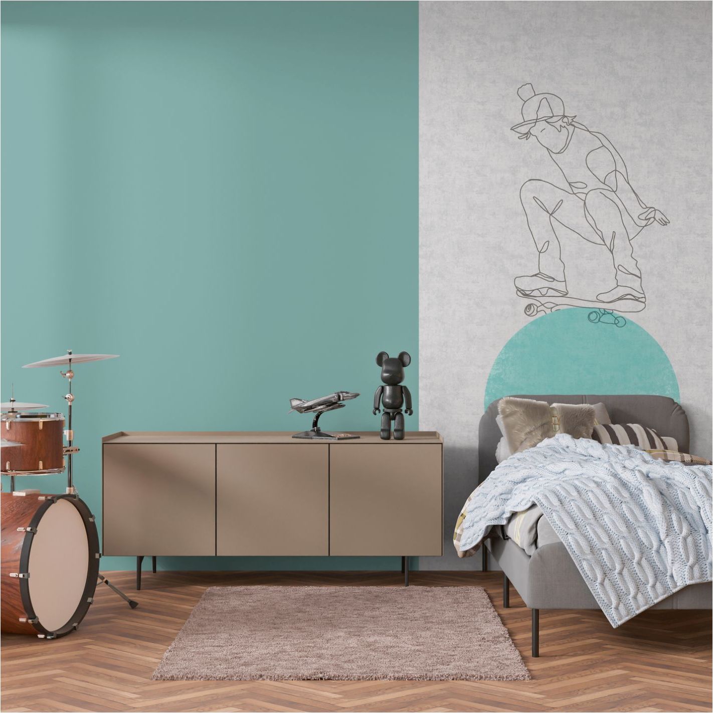 Fototapete Kinderzimmer 770681 Blau Grau Muster Motive Lilly & Luis Skater A.S. Création