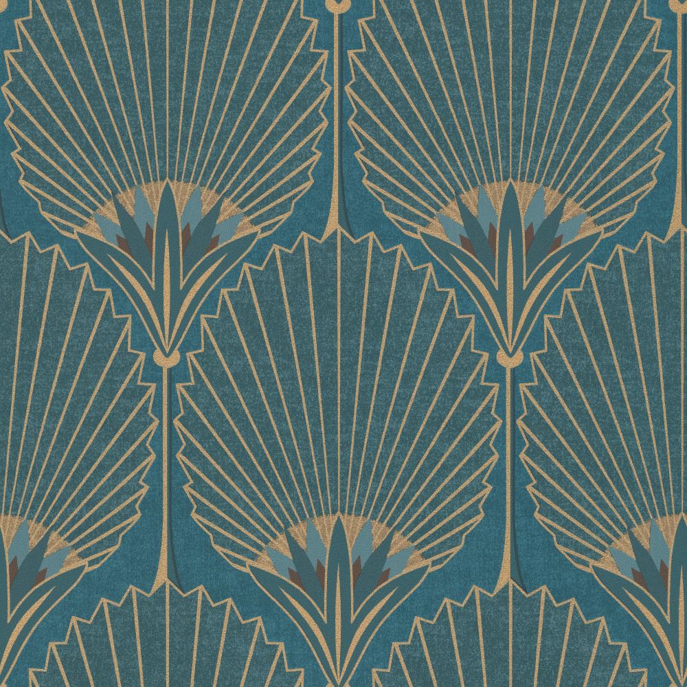 Grandeco | Asperia | A54902 | Vliestapete | Barock | 10.05 x 0.53 m | Blau