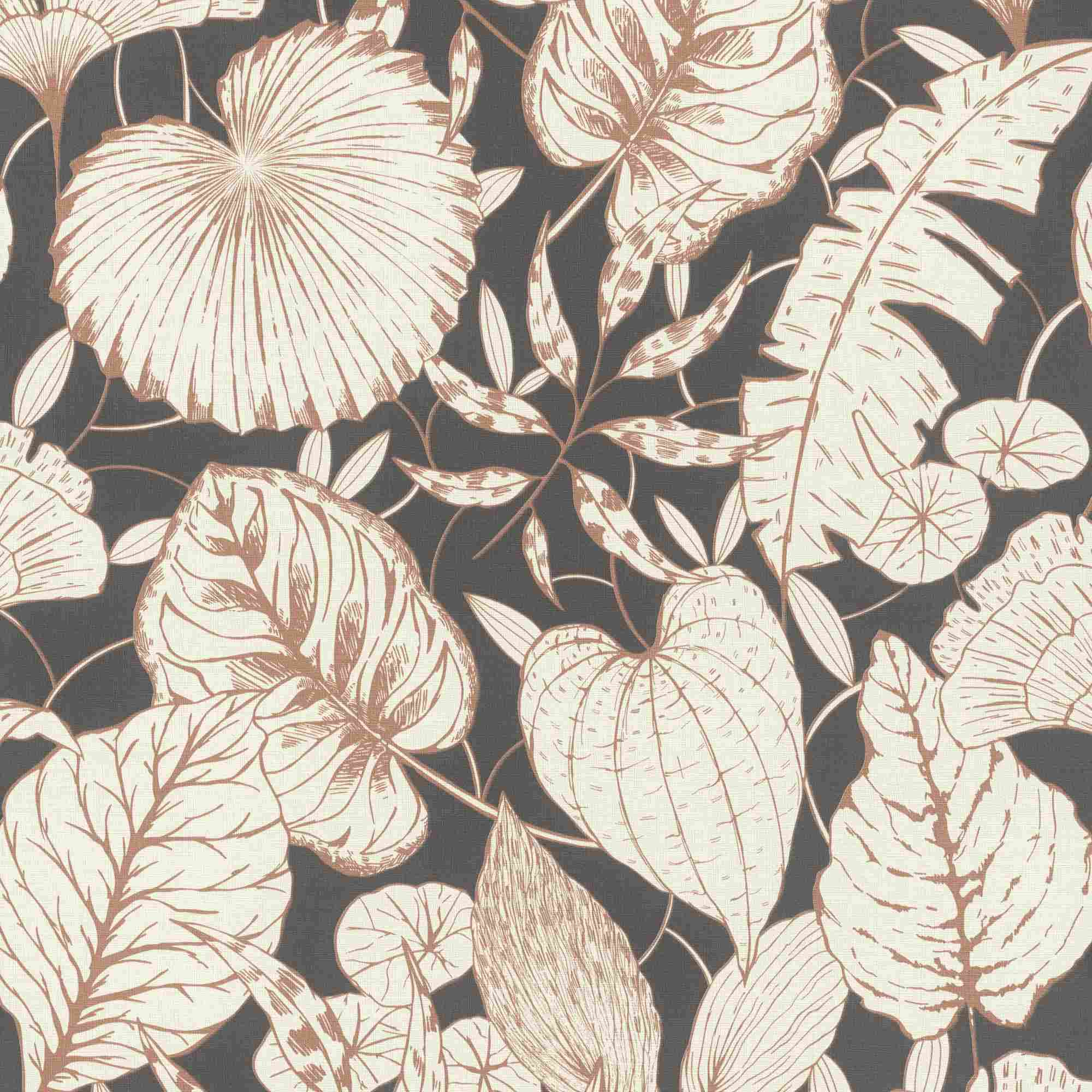 Rasch | Selection | 699302 | Vliestapete | Botanisch | 10.05 x 0.53 m | Schwarz | Weiß