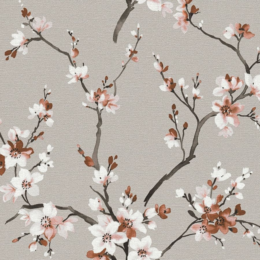 A.S. Creation | Desert Lodge | 385204 | Vliestapete | Blumenoptik | 0.53 x 10.05 m | Grau | Braun