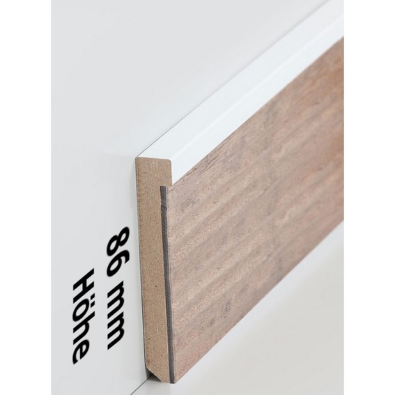 Design-Fußleiste für Vinylboden "Frankfurt" - weiß - 86 mm Höhe (MDF foliert - 725.7631) (Default)