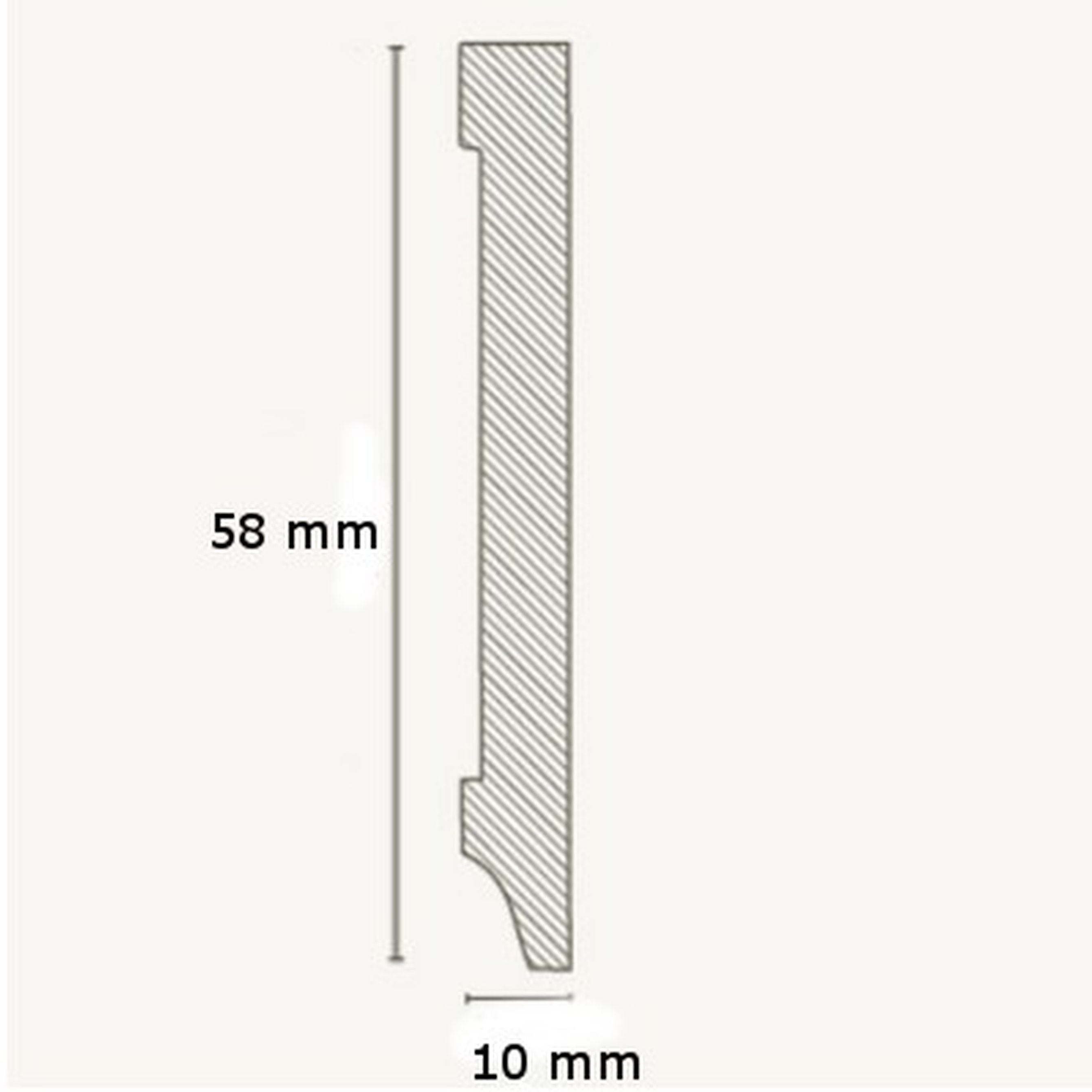 Innen- oder Außenwinkel Sockelleiste weiß 10 x 58mm eckiges Profil MDF by PROVISTON