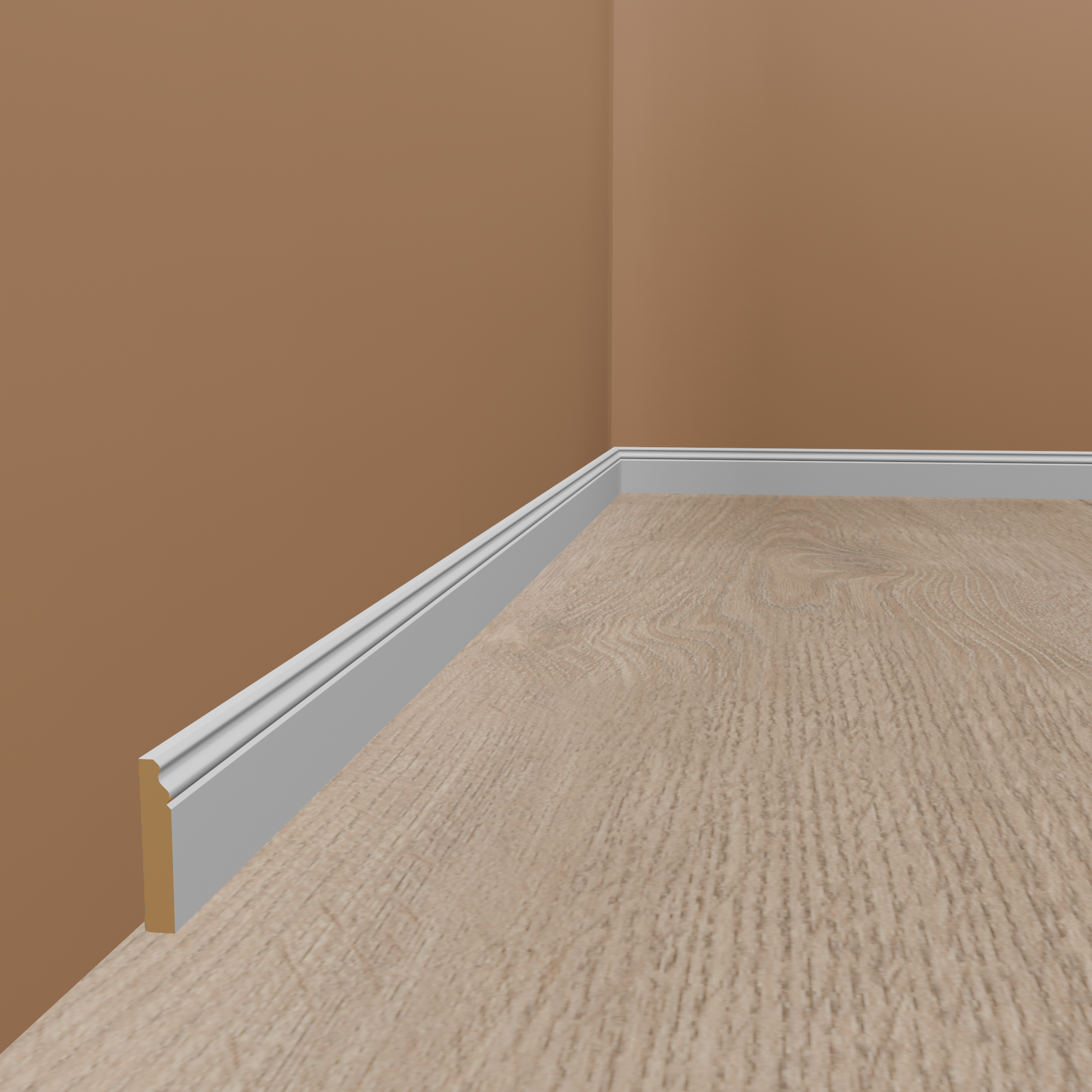 Sockelleiste "Remscheid" Massivholz 19 x 60 x 2500 mm Weiß Berliner Profil by PROVISTON